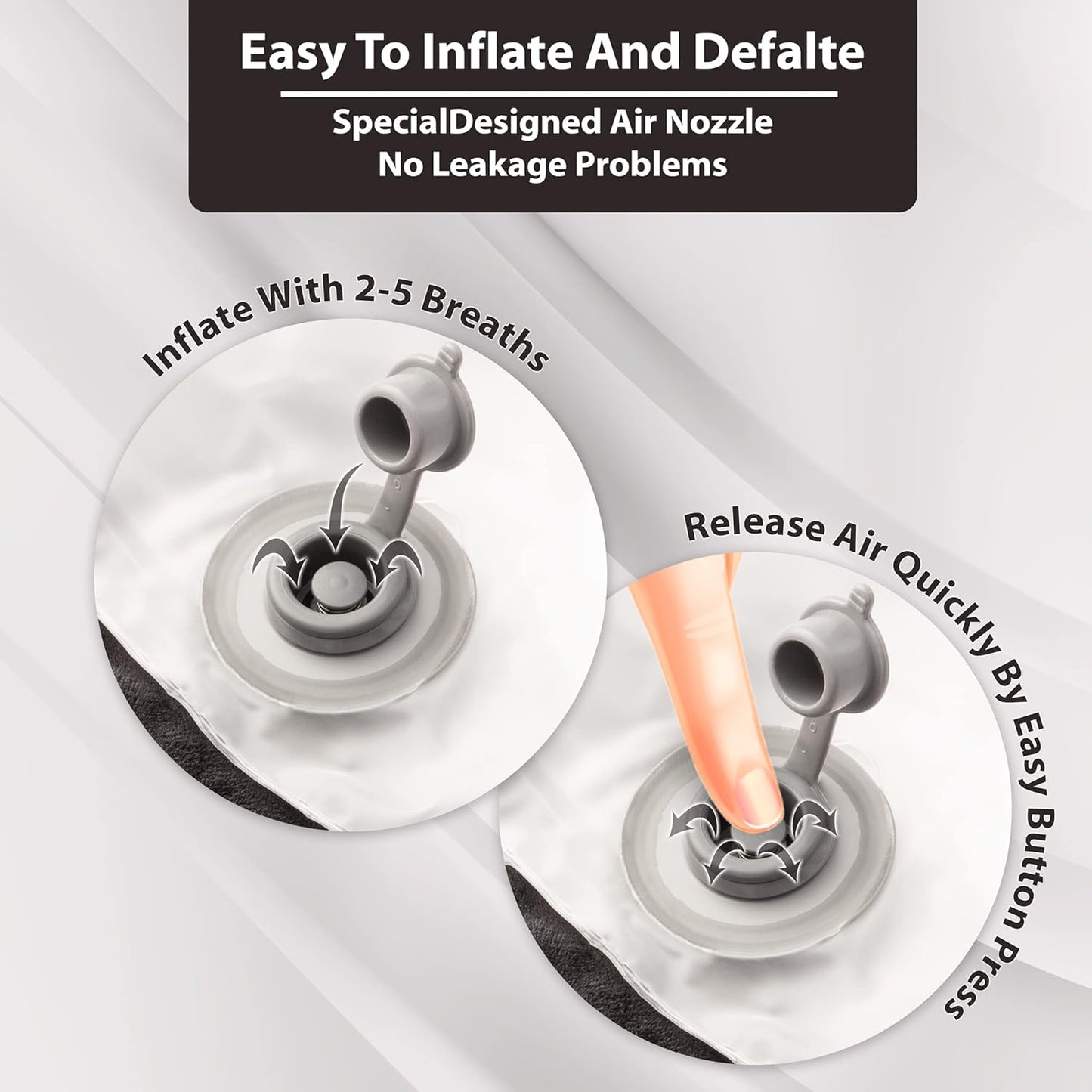 Inflatable Travel Neck Pillow: Extra-Soft, Cushion. for Airplanes, Trains, Cars, Portable Travel Accessory-with Carrying Pouch for Cell Phone and Passport Etc. (Black) (OW-103)