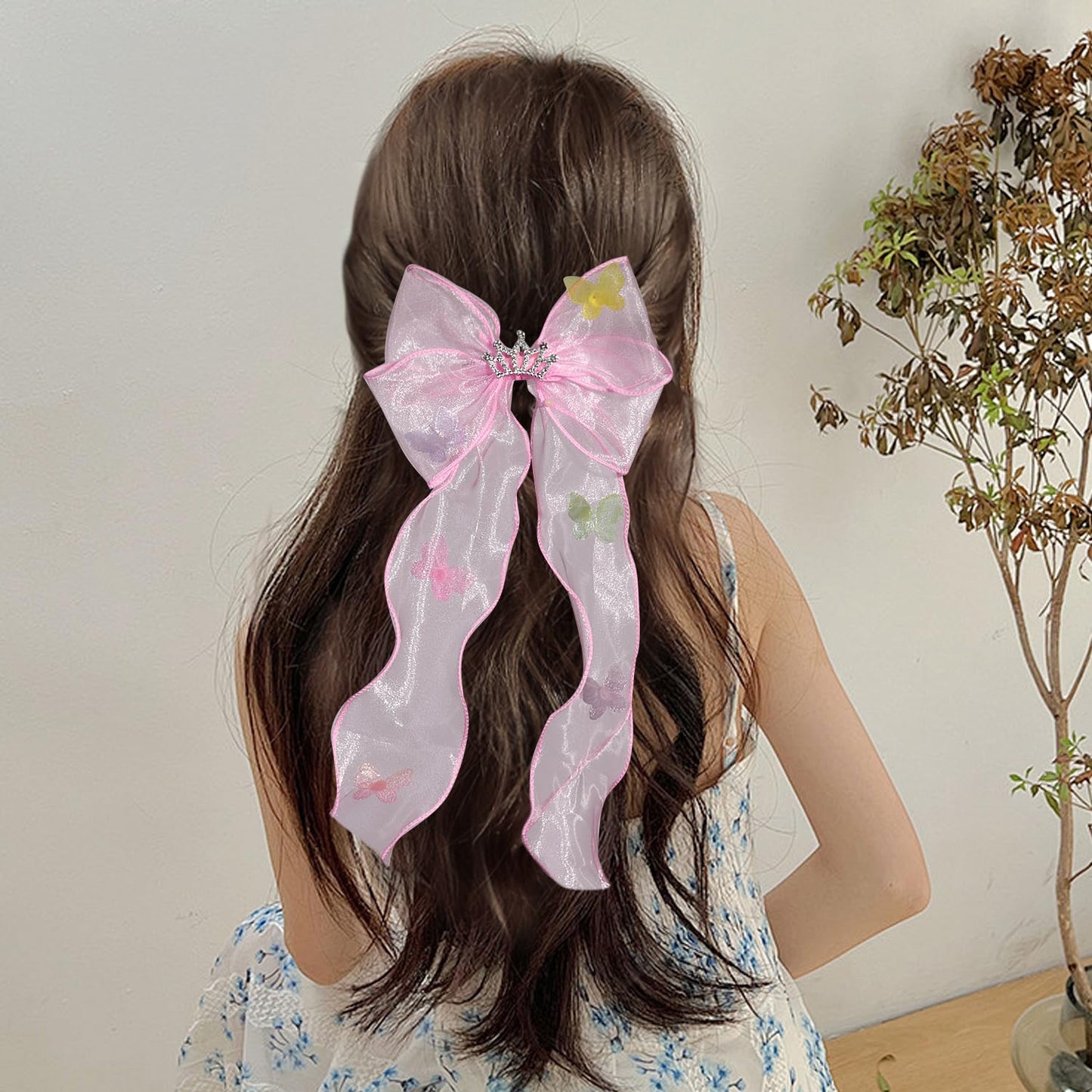 Elegant Hair Bow Set Sweet Styles with Crystal and Pearl Accents Fashion Hair Clips for Girls (Green/Lavender/White/Pink)
