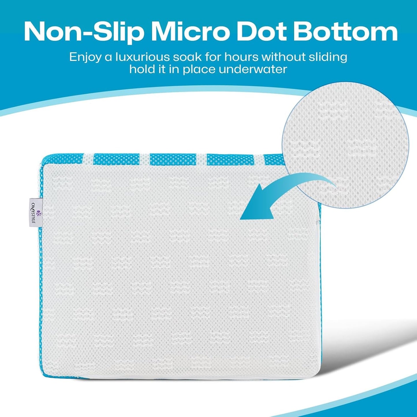 OS OMYSTYLE Hot Tub Booster Seat Cushion Pillow for Indoor or Outdoor Use, Weighted Spa Pillow with Washable 4D Mesh Cover & Non-Slip Bottom, Hot Tub Accessories for Adults - 16 x 12 x 4.3 Inch, Blue