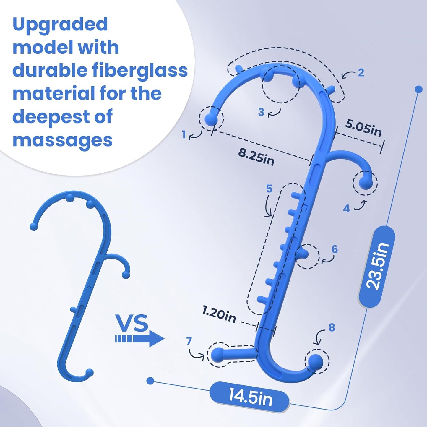 Deep Tissue Back & Neck Massager - Back Massager Stick for Pain Relief, Muscle Knot Remover, Trigger Point Massage Tool for Full Body, Shoulders, Legs - Pressure Point Massage Tool (Blue)