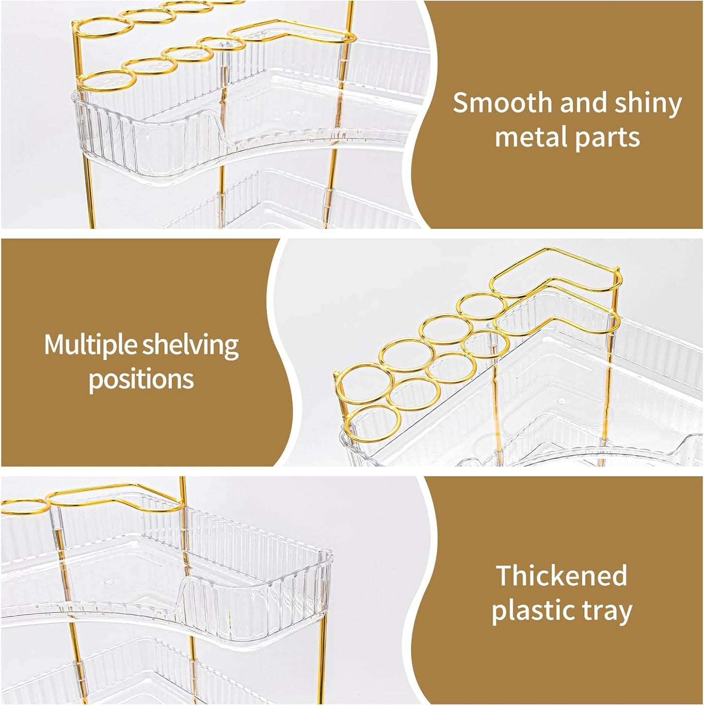 NATURE'S SOURCE Makeup Organizer for Vanity, 2-Tier Corner Bathroom Organizer Countertop with Makeup Brush Holder, Corner Counter Storage for Bathroom Dresser-Clear