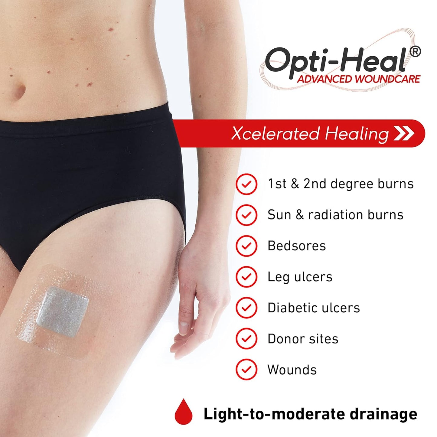 Neo G Opti-Heal Hydration Multi Purpose Dressing - Hydrogel Wound Dressing Pads for Advanced Wound Management - Ulcer Dressing, Bed Sore Bandages, Diabetic Wound, Burn Dressing Gel 4 x 4-4 Pcs