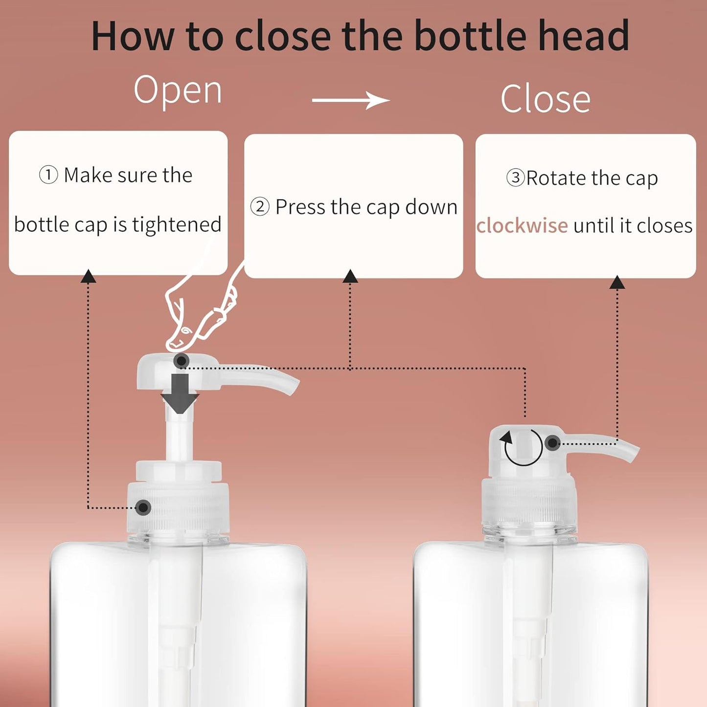 450ml (15.2oz) Pump Bottle Dispenser Jansburg 2Pack Refillable Square Plastic Lotion Dispenser Empty Lotion Pump Bottle for Essential Oil Soap Lotion Shampoo, Bathroom/Kitchen/Travel Clear