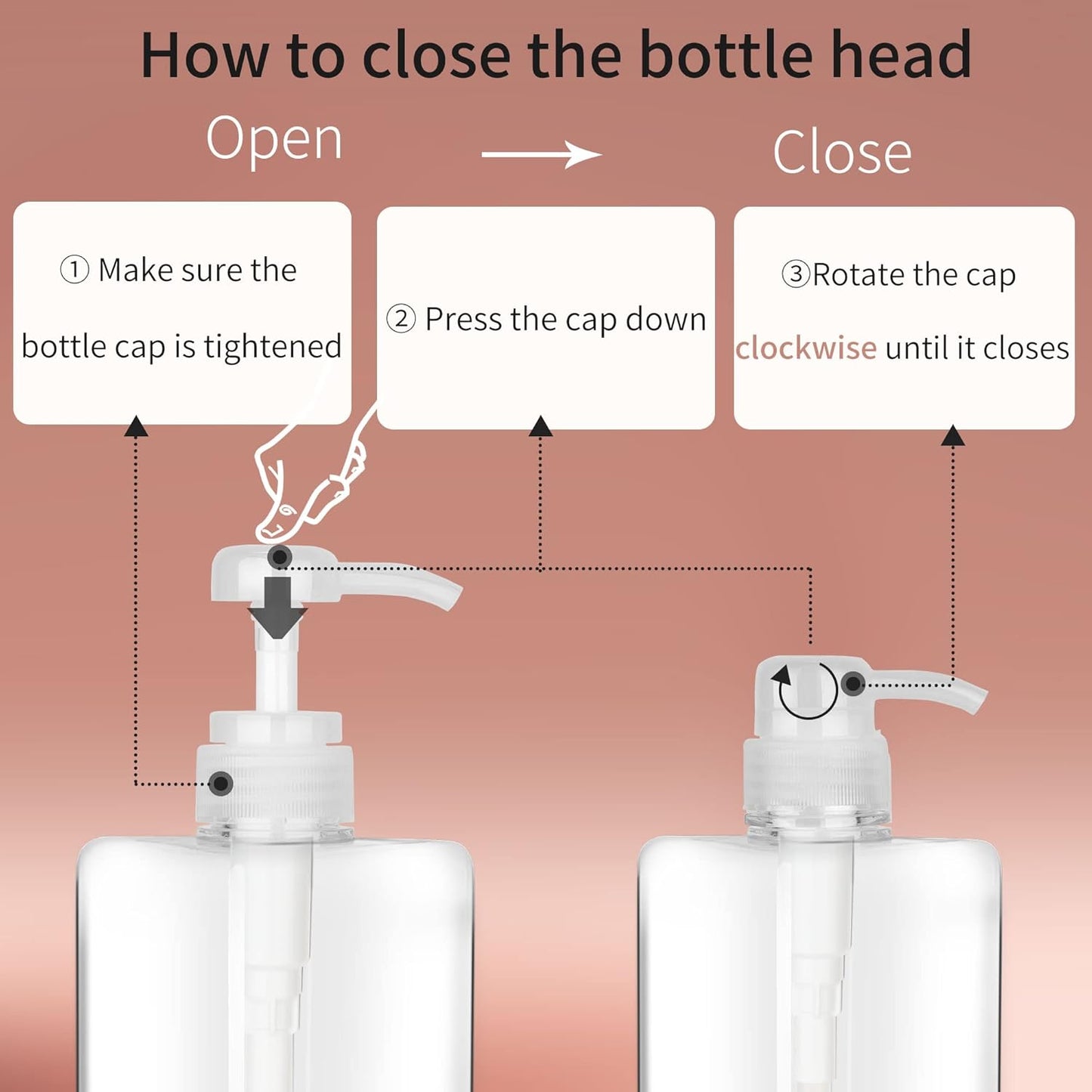 Pump Bottle Dispenser 22oz/650ml Jansburg 2Pack Refillable Square Plastic Lotion Dispenser Empty Lotion Pump Bottle for Essential Oil Lotion, Shampoo, Bathroom Travel Clear