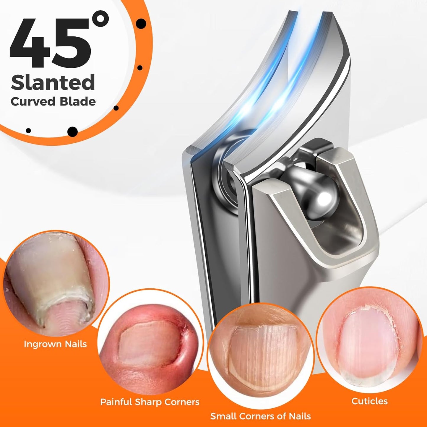 Heavy Duty Slanted Nail Clippers for Thick Nails - Wide Opening, Ultra Sharp Ingrown Toenail Clippers for Seniors