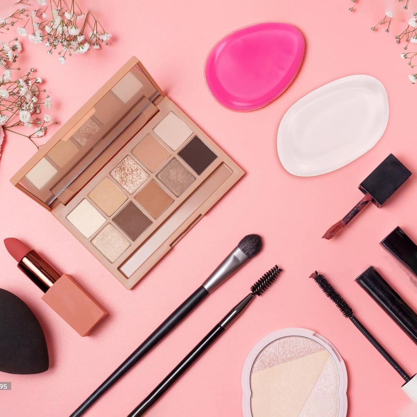 4 Pack Jelly Silicone Makeup Sponge Set for Women, Non-Absorbent Flawless Beauty Application Cosmetic Blender Pure Puff Applicator for Foundation, Powder, Concealer, Blush, Highlighter, Pink & Clear