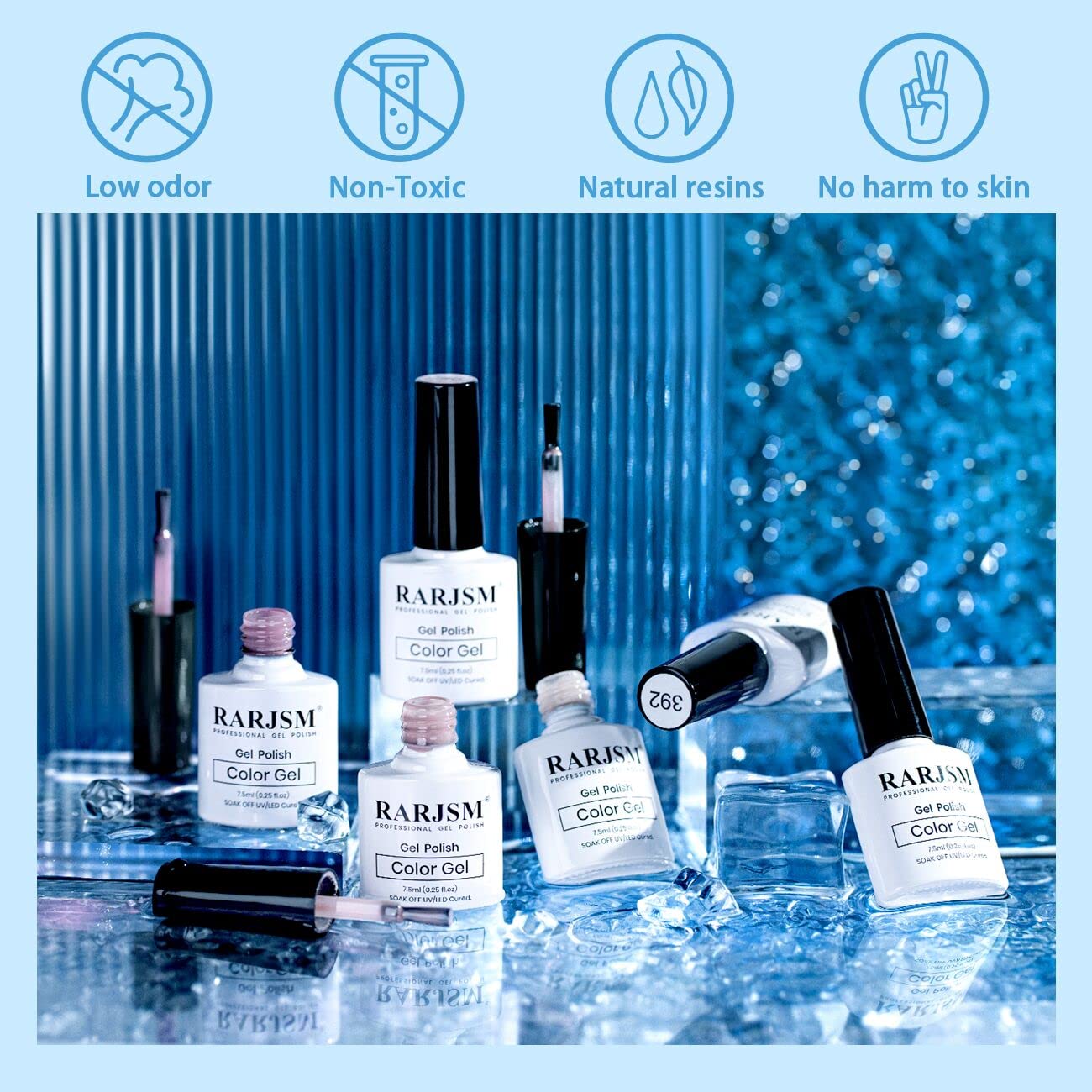 RARJSM Nude Gel Nail Polish Set of 6 Transparent Colors 7.5ml Clear Purple Sheer Wine Red Milky Mavue French Manicure LED UV Gel Soak Off Curing Requires Home