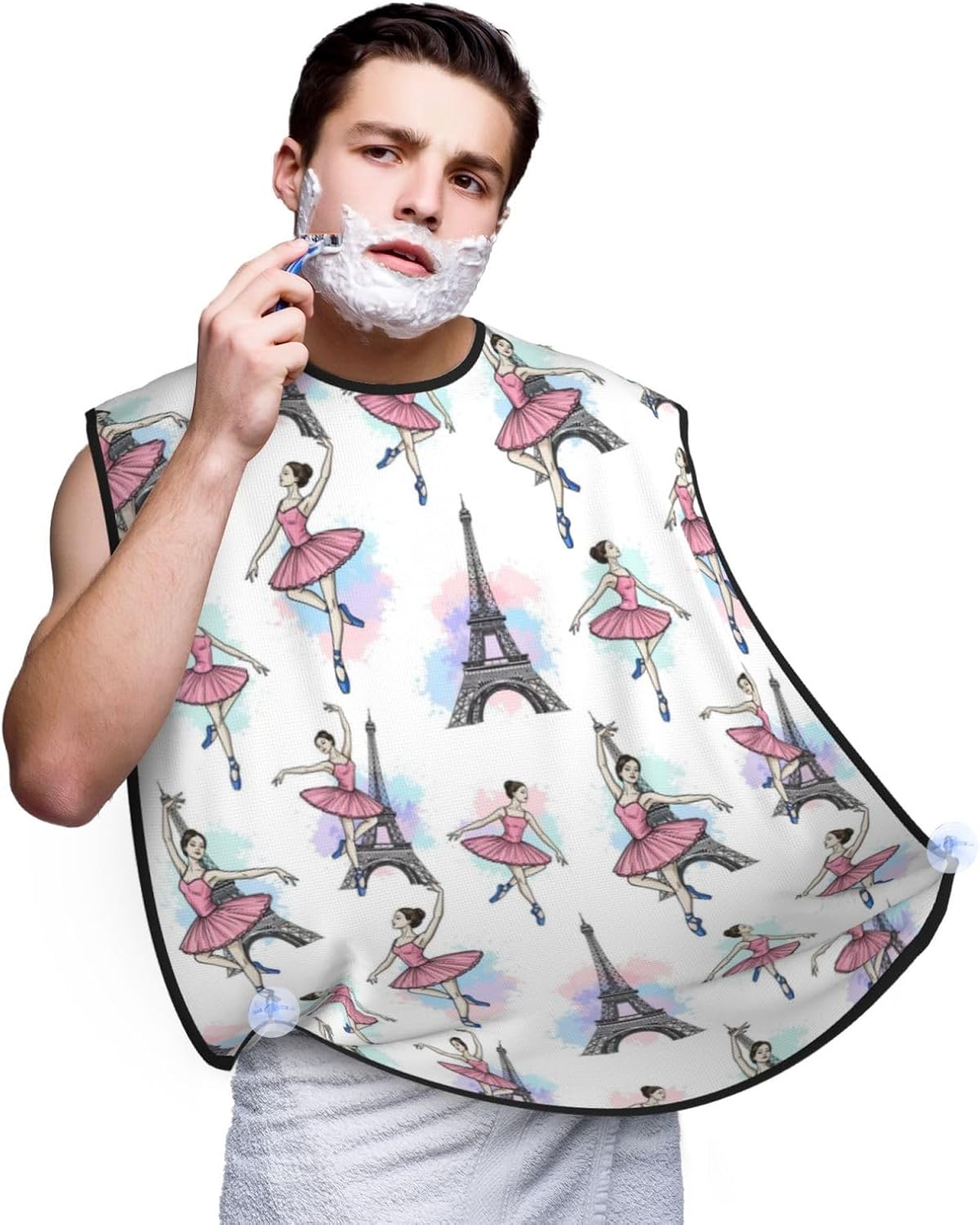 Beard Trimming Hair Catcher, Ballet Dancer Ballerina Eiffel Tower Shave Bib, Non-Stick Bib Apron Waterproof, Shaving Tool for Men for Husband Father’s Day