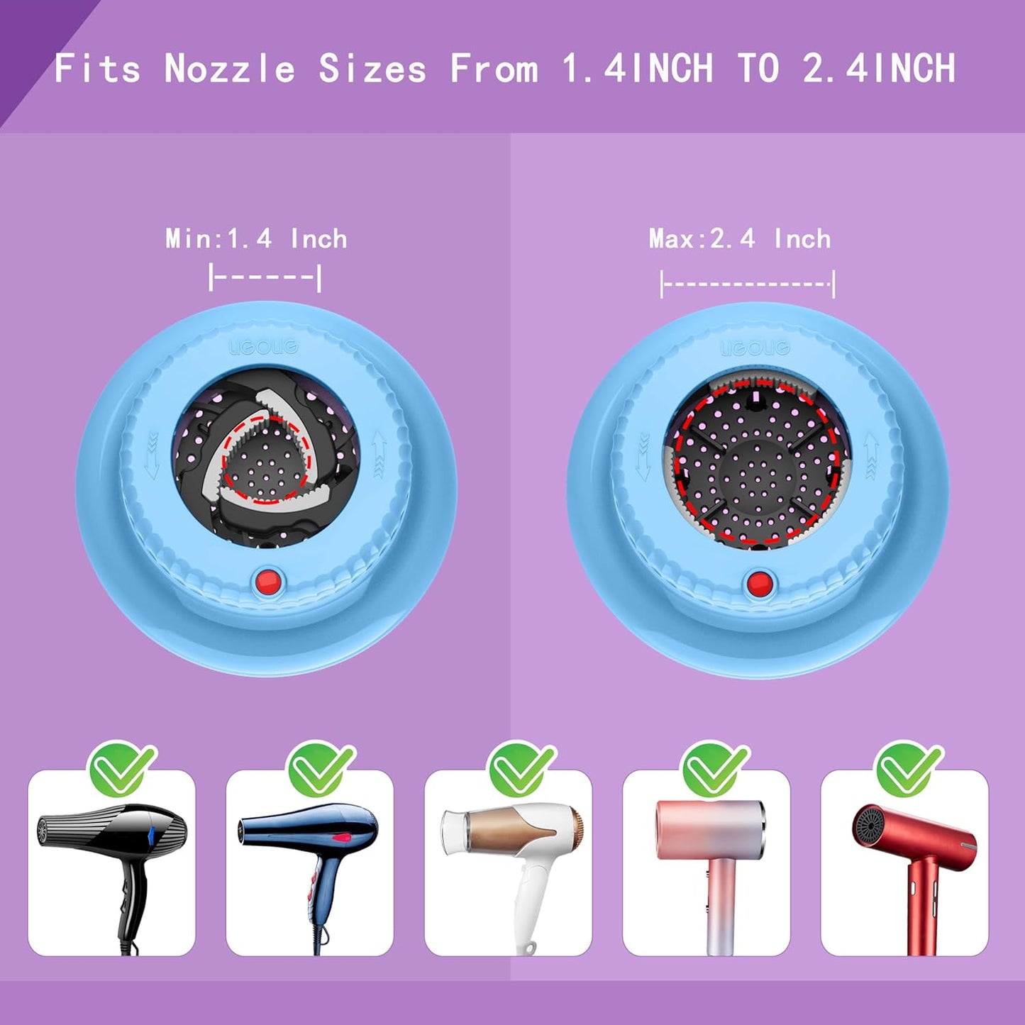 Universal Portable Blow Dryer Diffuser for Curly and Natural Wavy Hair, Hair Dryer Diffuser for Curly and Natural Wavy Hair (Light blue)