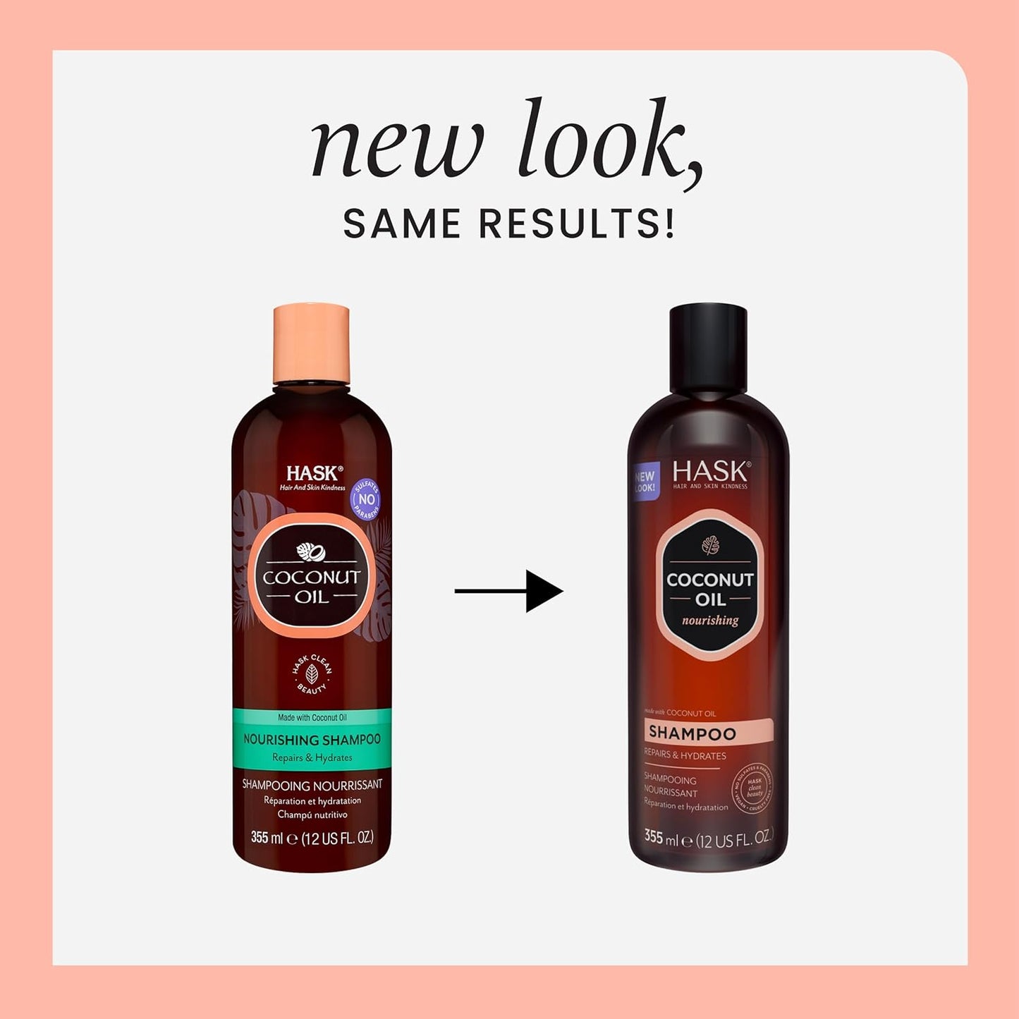 HASK Coconut Nourishing Shampoo + Conditioner Set | For All Hair Types, Sulfate-Free, Paraben-Free, Gluten-Free, Cruelty-Free, Color Safe | 12oz each