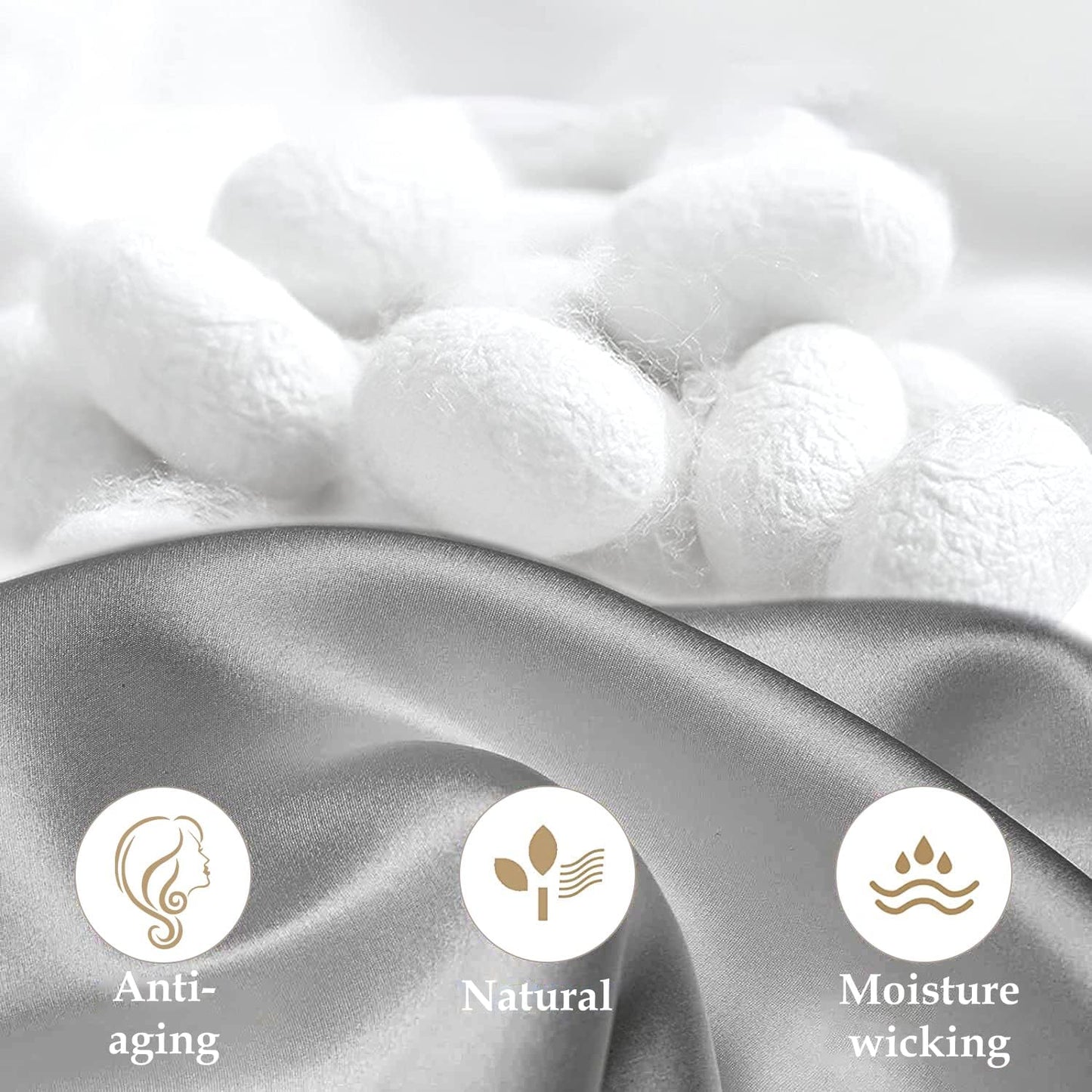 INSSL Silk Pillowcase for Women, Mulberry Silk Pillowcase for Hair and Skin and Stay Comfortable and Breathable During Sleep (Standard, Grey)