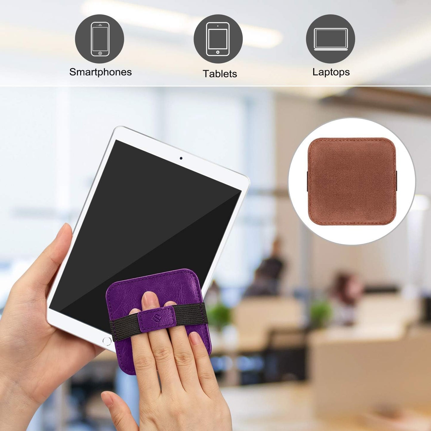 Fintie Screen Cleaning Pad, [4 Pack] Soft Cloth Wipes Screen Cleaner with Elastic Strap for iPad, iPhone, MacBook, Tablets, Laptop (Shades of Blue)