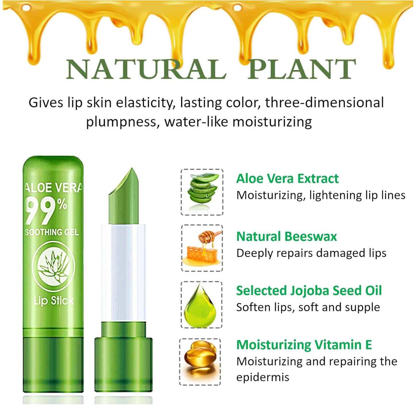 5 Pieces Aloe Vera Lipstick,Long Lasting Moisturizing Lip Balm,Nourishing Lip stick,Lipstick,Lip Balm,Magic Temp Color Change,Waterproof Lip Gloss Matte Makeup