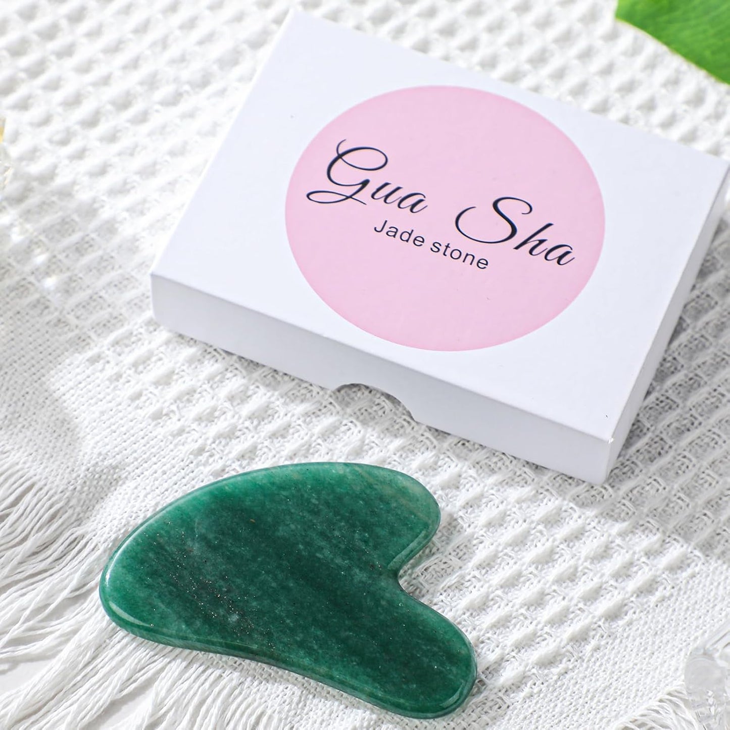 Dark Green Gua Sha Massage Tool, Natural Jade Scraping Facial Tool for Spa Acupuncture Therapy Using, Neck Beauty Slimming Massager for Face, Arms and Neck Massage