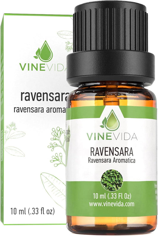 VINEVIDA Ravensara Essential Oil - Undiluted Ravensara Candle Oil Scent - DIY Candle Scents for Candlemaking - Skin-Safe 10 mL Essential Oil for Soap Making