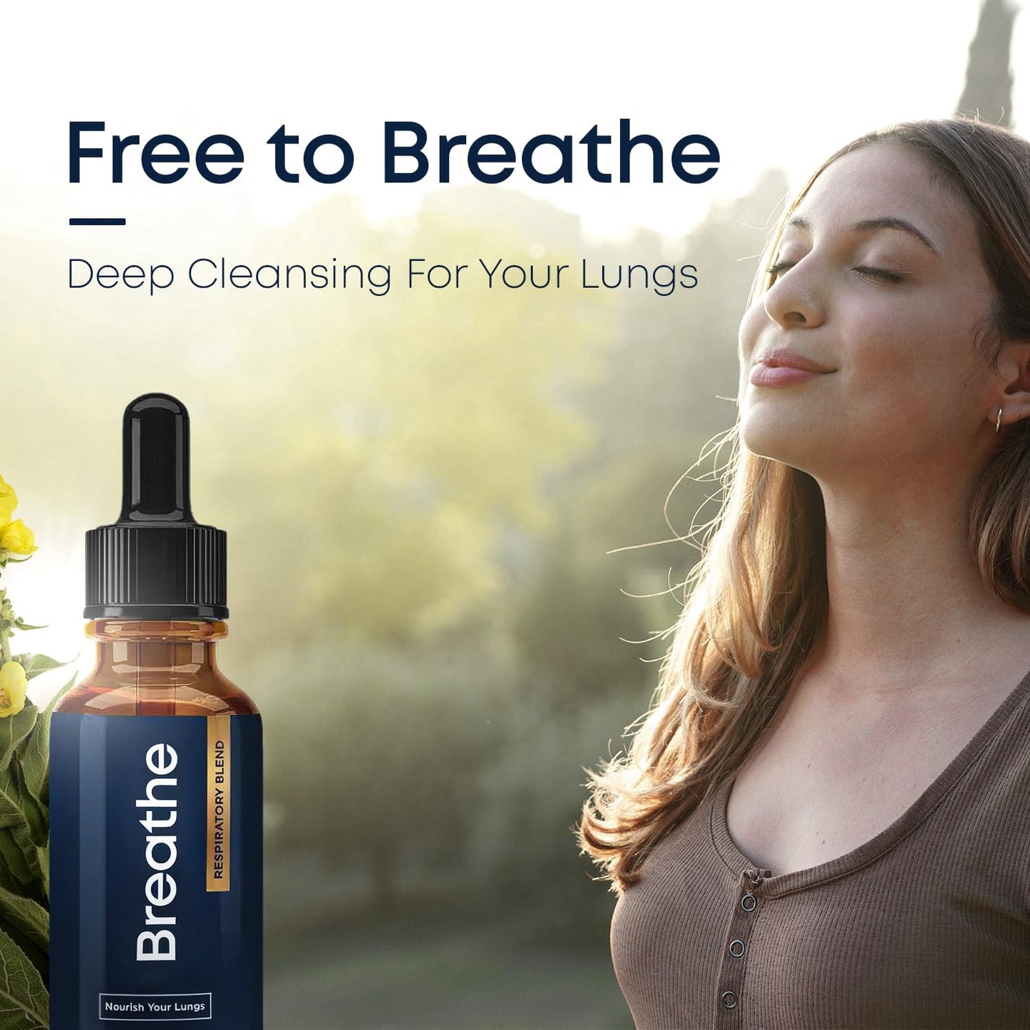 BREATHE 8-IN-1 Mullein Drops for Lungs & Airways (1 fl. oz.): Peppermint, Thyme, & Mullein Leaf Extract for Lungs Detox for Smokers - Break up Mucus & Breathe Clear - GMO-Free & Made in USA