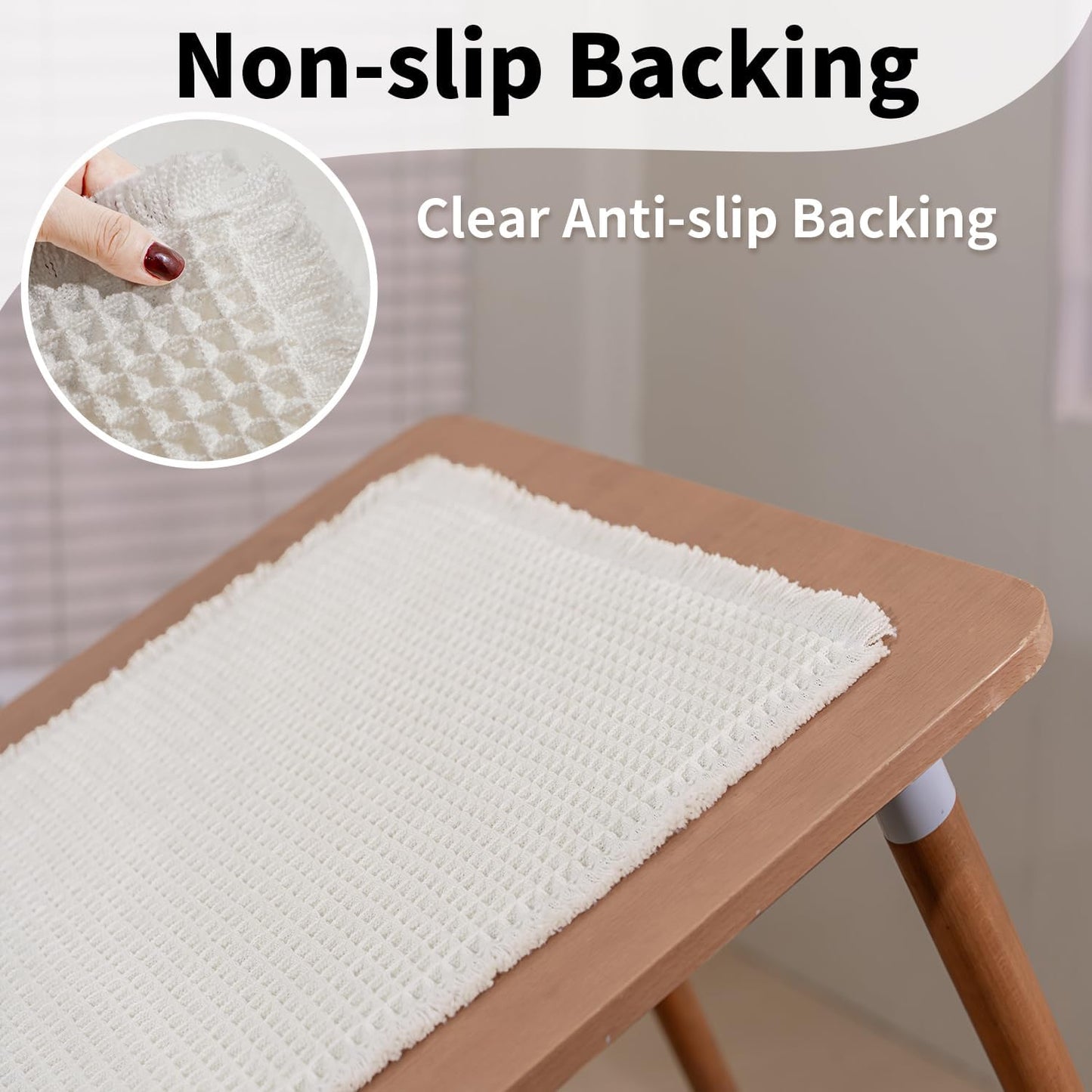 White Bathroom Rugs, Waffle Bath Mat Non Slip Washable, Super Absorbent & Quick Dry, Small Boho Bath Mat Farmhouse Bathroom Decor, 18'' x 30'', White