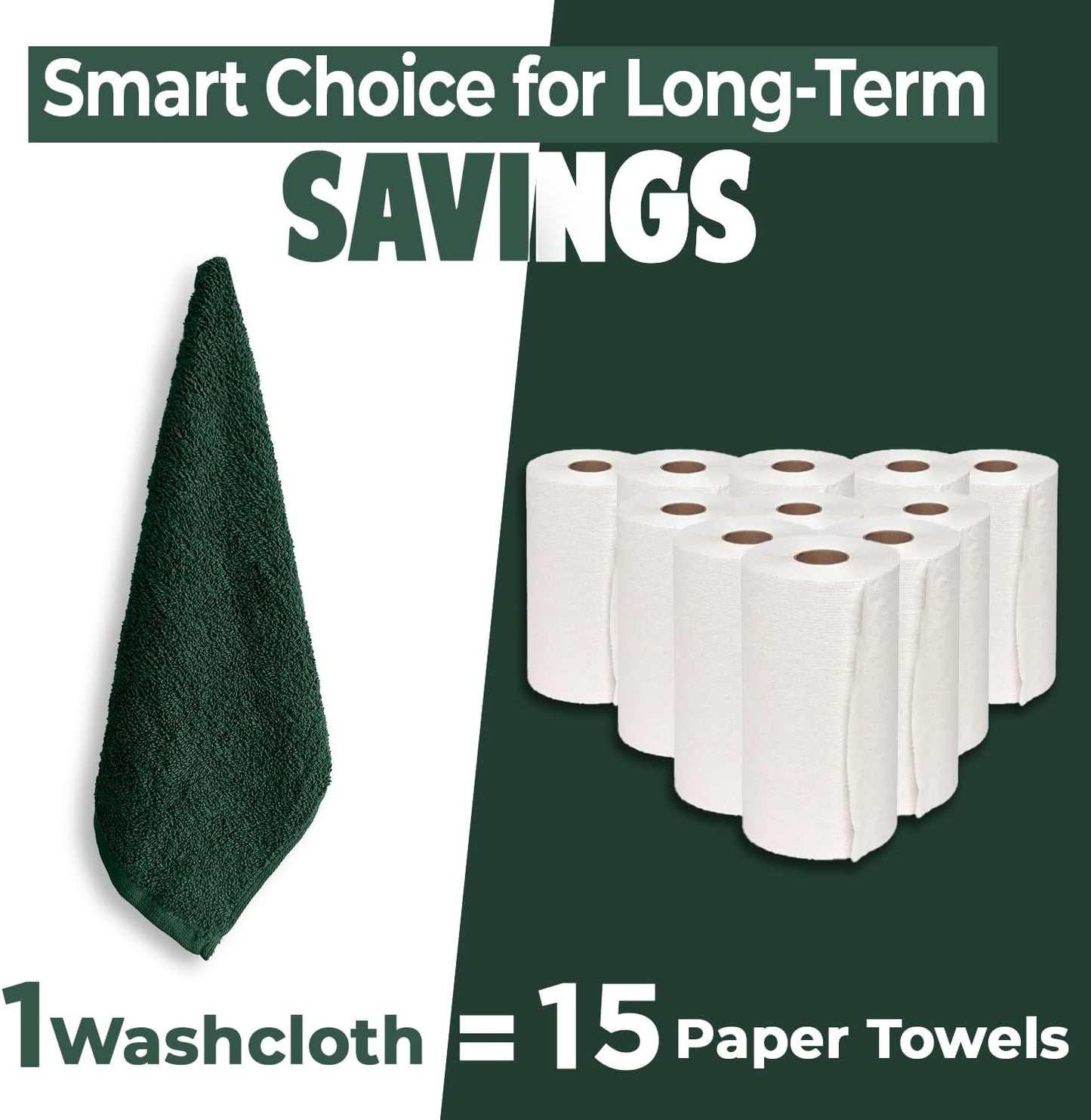 DAN RIVER 100% Cotton Christmas Gift Washcloths 24 Pack Premium Quality Face and Body Cloth, Quick Dry Essential Towels for Bathroom, Hand, Kitchen & Cleaning | 12X12 in | 400 GSM | Red & Green combo