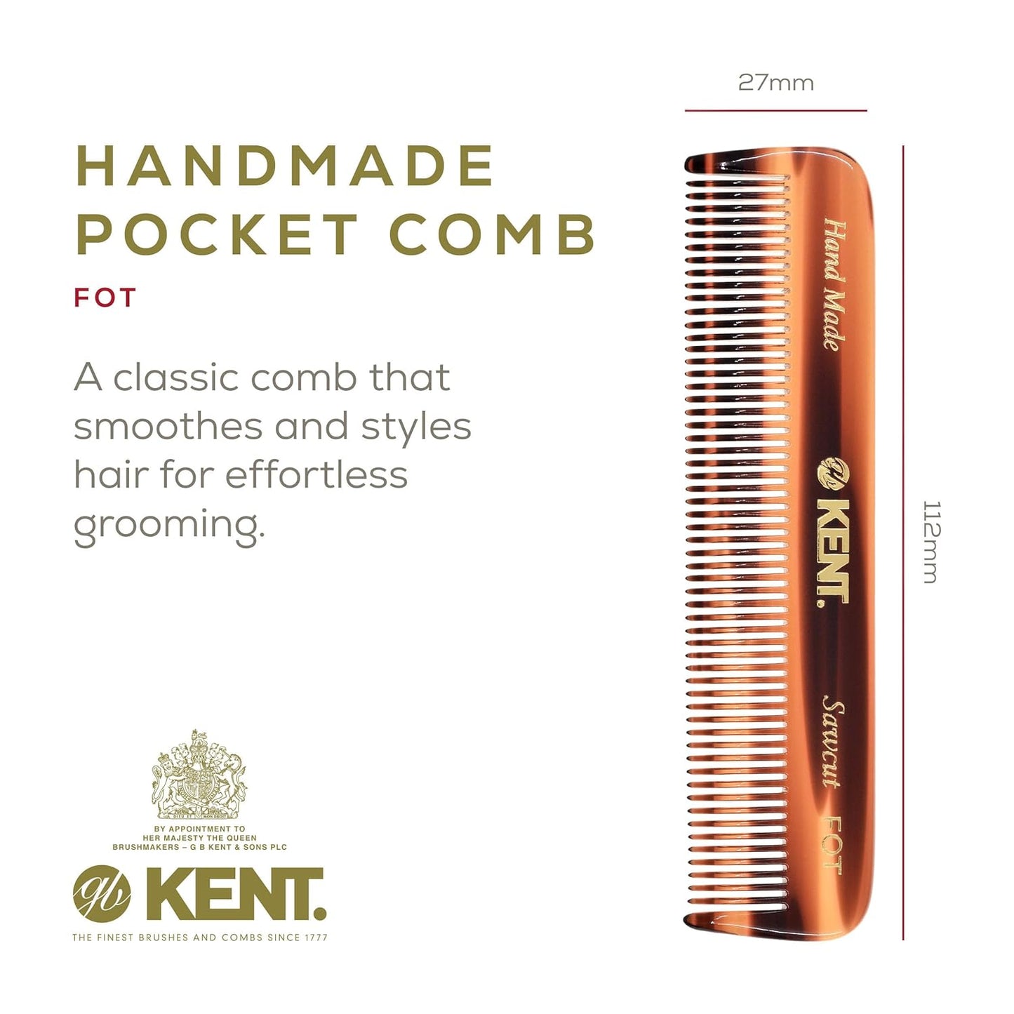 Kent Set Men's Hair Pocket Combs, 81T X-Small, FOT All Fine Tooth, 20T Fine Tooth Folding Comb. Best Hair, Beard and Mustache Grooming Kit for Travel and Home Care, Handmade in England
