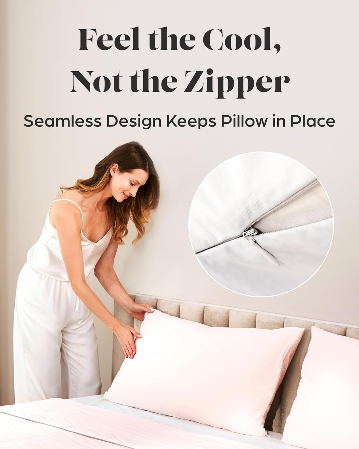 Lavish Comforts® Cooling Pillow Cases for Hot Sleepers – Silk Soft Pillow Case with Zipper, Cool Pillow Case Protector with Zipper – Cool to The Touch Fabric - Pink King Pillow Cases (Set of 2)