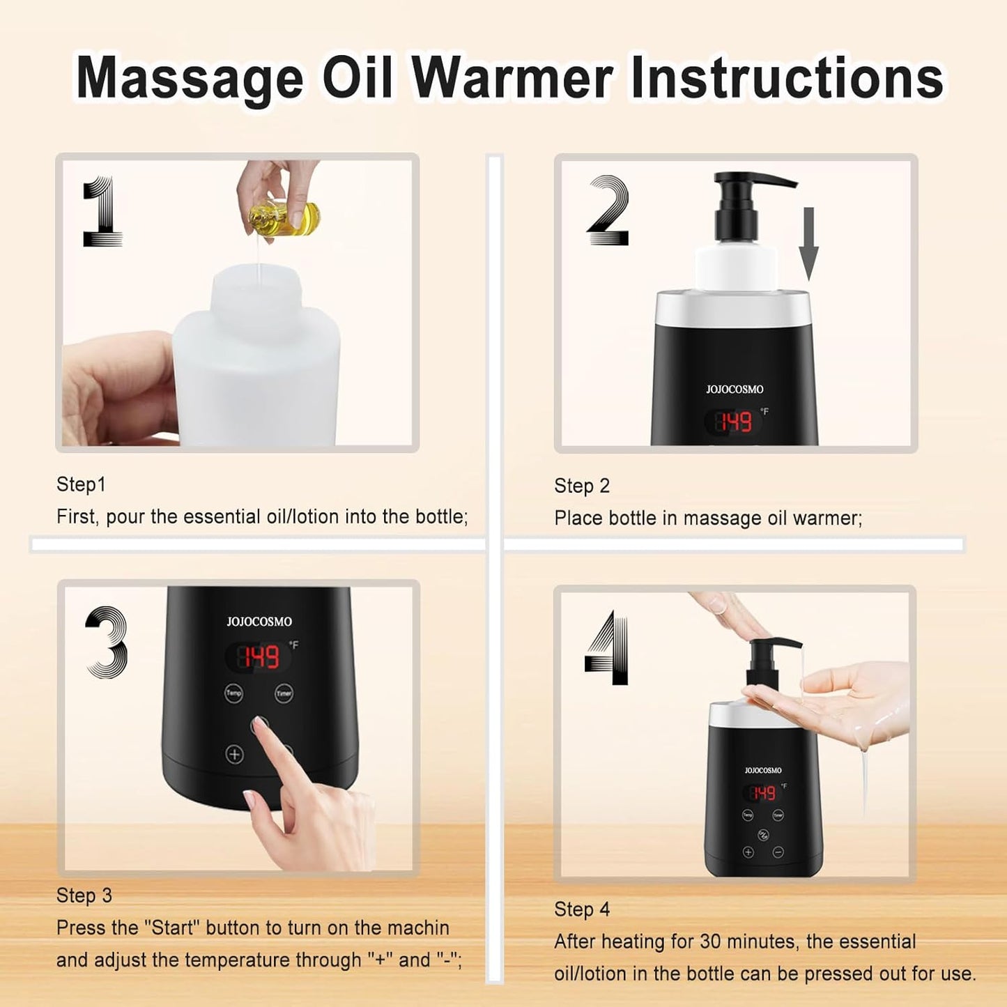 Massage Oil Warmer Digtal Lotion Warmer for SPA, Automatic Oil Warmer For Massage Oil Lotion Cream Heater for Salon, Home, with Two Oil Bottle Dispenser (black)