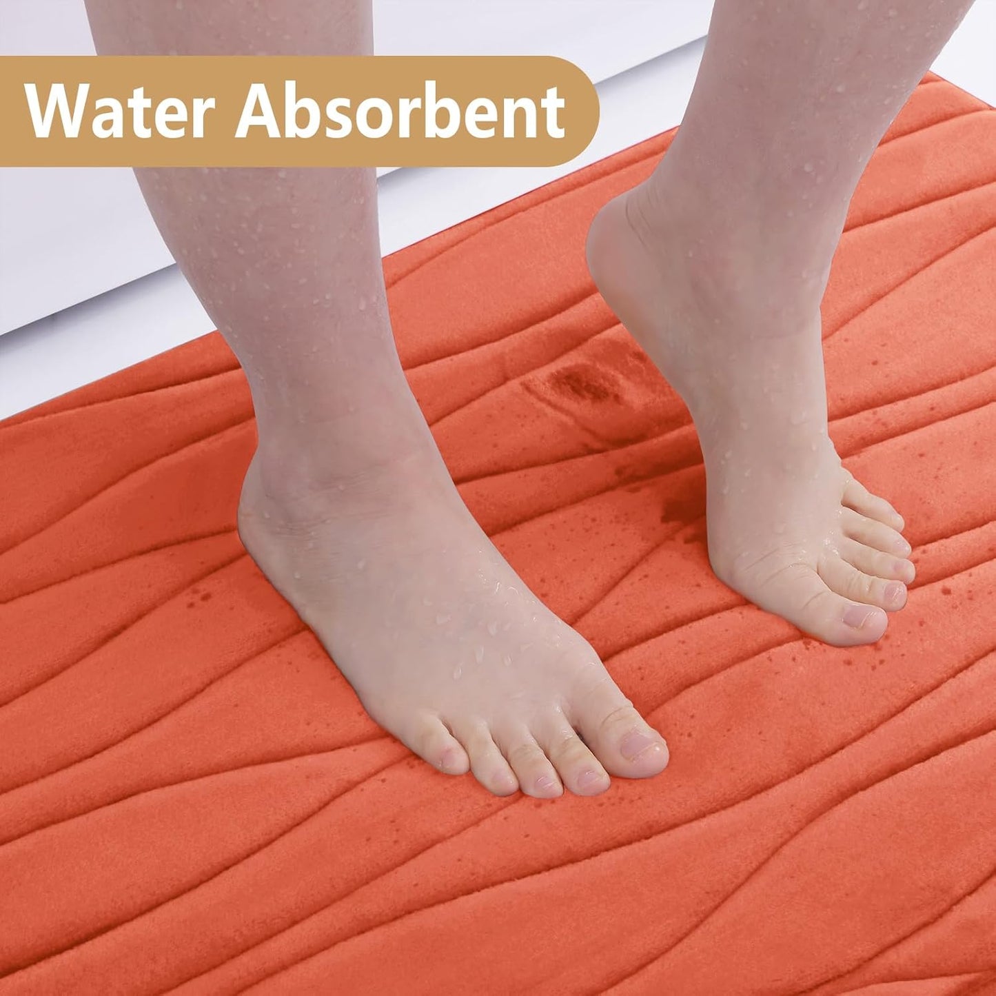 Buganda Memory Foam Bathroom Rug Mat 36x24, Extra Soft and Absorbent Bath Mats, Non-Slip and Machine Washable Bath Rugs for Bathroom Floor,Tub and Shower, Coral