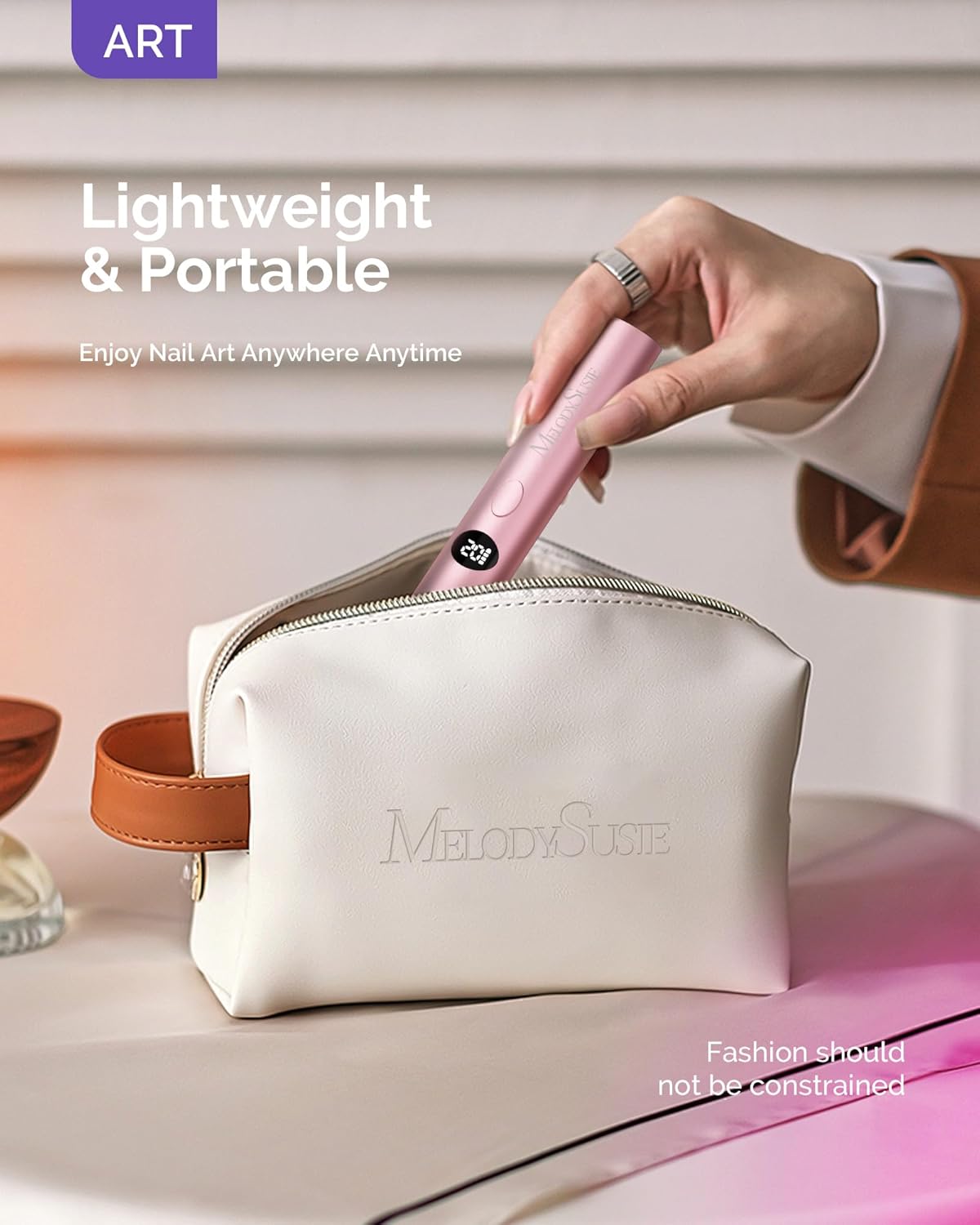 MelodySusie Handheld UV Light for Gel Nails, 2025 Upgraded ART01G Cordless Gel X Nail Lamp, Rechargeable Flash Cure Nail Lamp, Pink