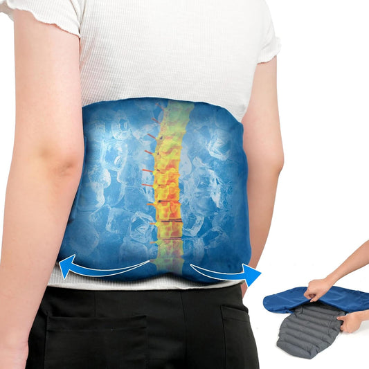 Microwavable Extra Large Heating Wrap for Lower, Back, Waist, Abdominal and Shoulder Pain Relief, Removable for Cleaning, Flaxseed Rice Hot Heat Pack, Surgery Recovery - 10x18 Inch