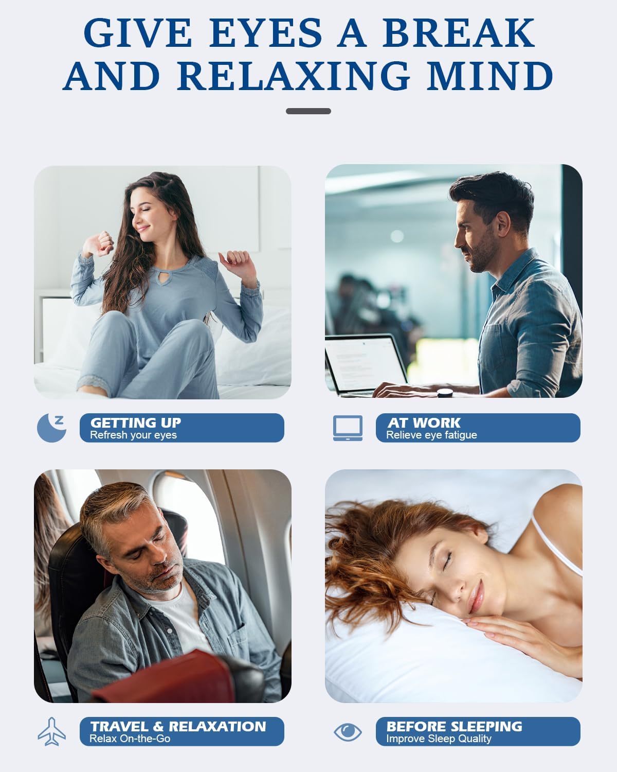 Cordless Heated Eye Mask for Dry Eyes, Blocking Light Sleeping Mask Warm Eye Compresses Electric Heating Pad for Stye Eye Treatment Blepharitis Sinus Migraine Gifts for Woman Man