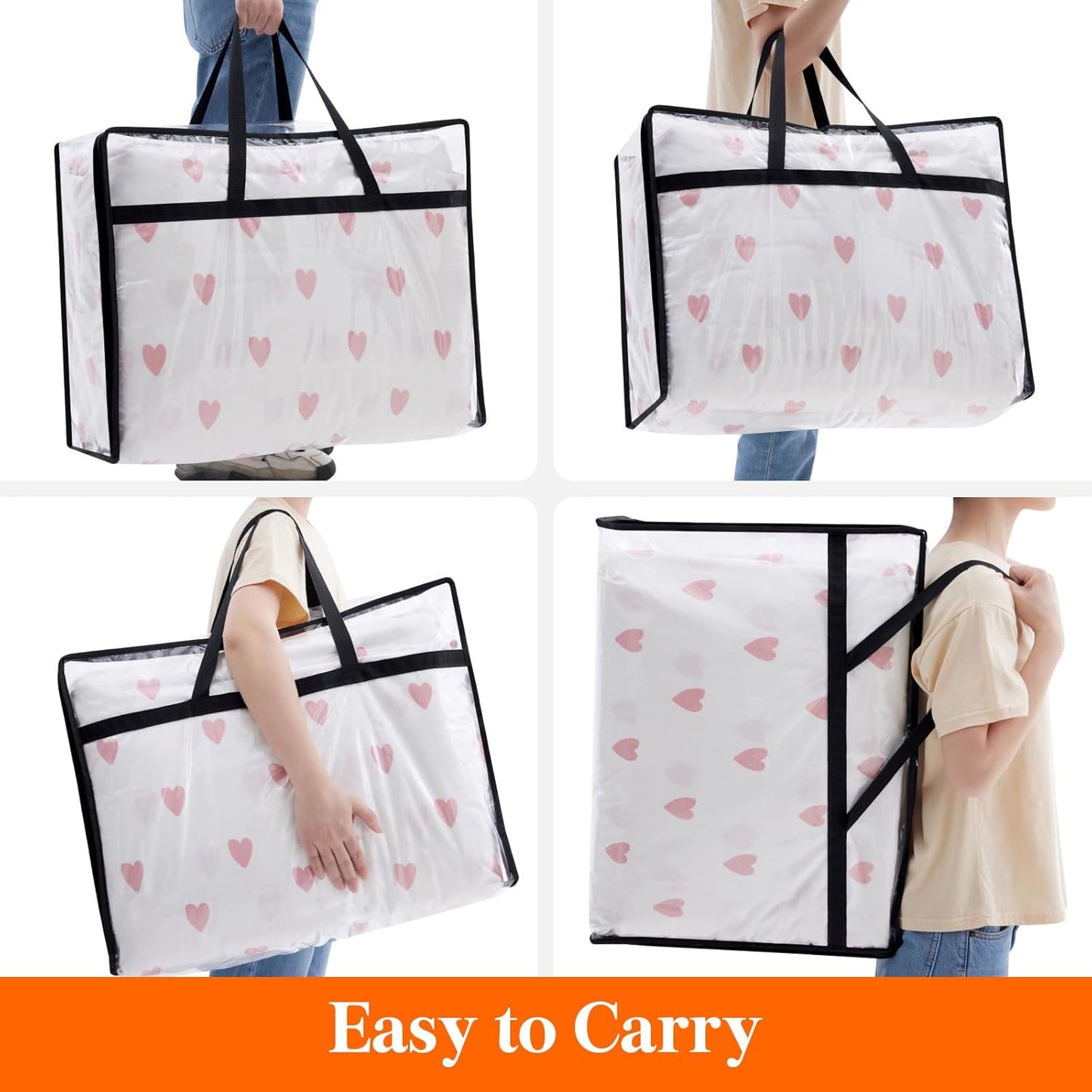 Lifewit 6 Pack Clear Clothes Storage Bags, 75L Large Plastic Blanket Storage, Vinyl Foldable Moving Bags with Zipper, Closet Organizers Containers for Comforter, Bedding, Duvet, Pillow