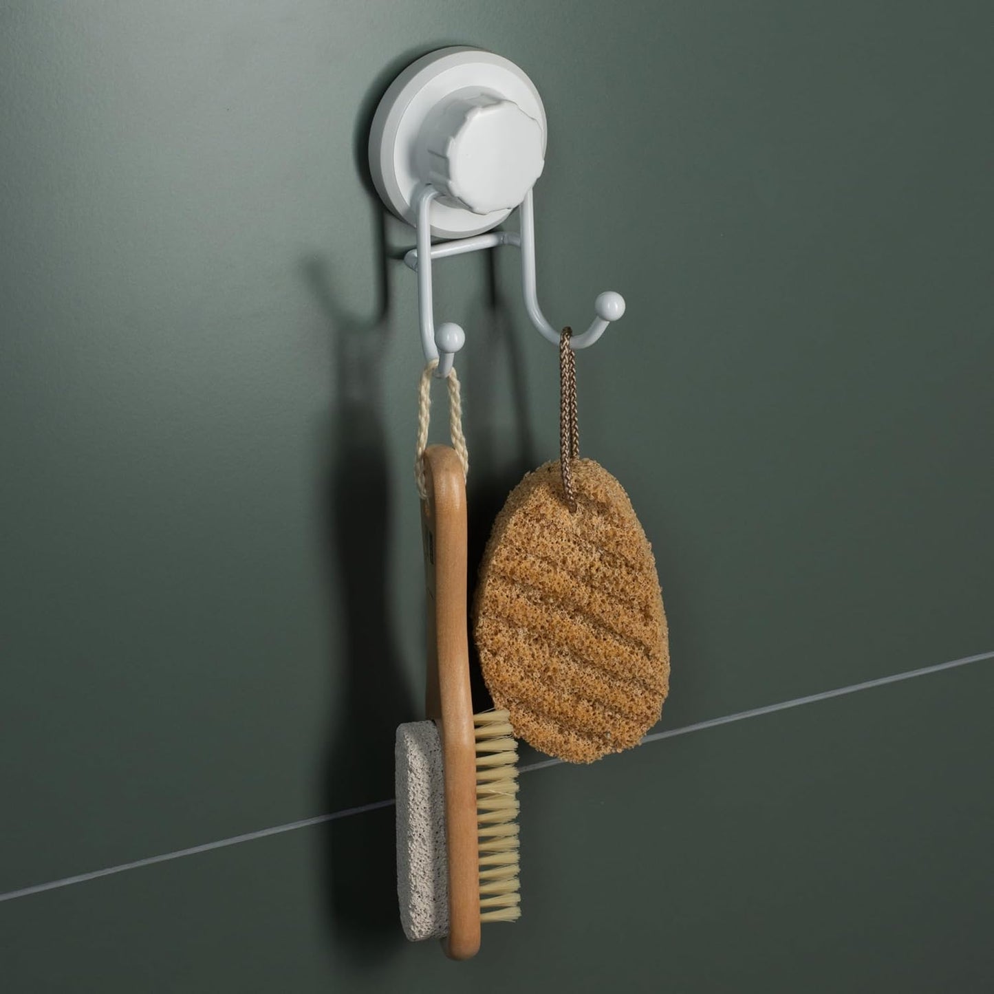 HASKO Suction Cup Hooks for Shower Wall, Removable Towel Hooks for bathrooms, Includes Optional No Drill Adhesive Mount for Inside Shower, Rustproof Stainless Steel - 2 Pack, White