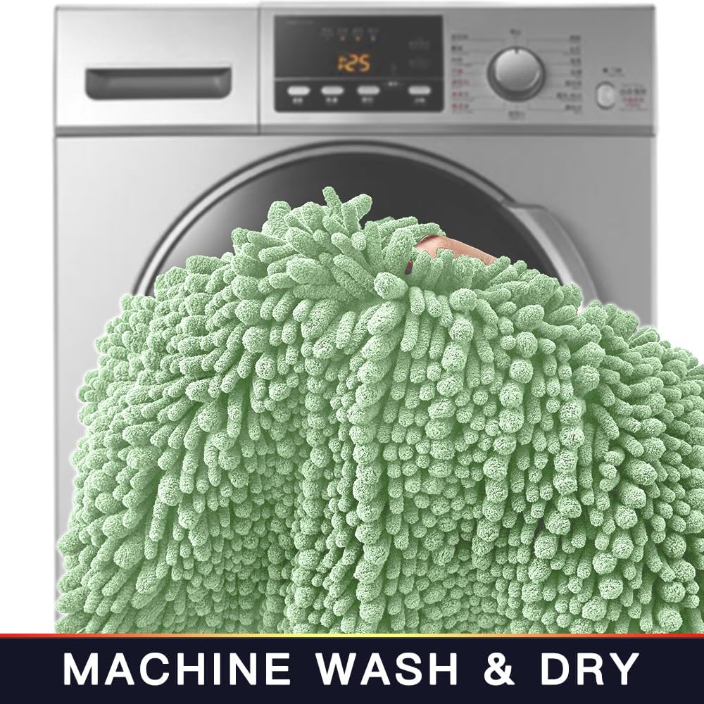 Walensee Bathroom Rug Non Slip Bath Mat (24x17 Inch Sage Green) Water Absorbent Super Soft Shaggy Chenille Machine Washable Dry Extra Thick Perfect Absorbant Best Small Plush Carpet for Shower Floor