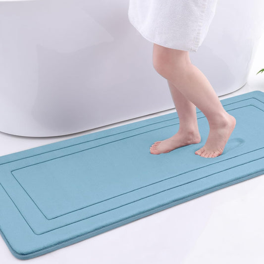 Arotive Memory Foam Bathroom Rug Mat 59x24, Ultra Soft and Absorbent Bath Mat, Machine Wash Dry, Comfortable Bath Rug Carpet for Bathroom Floor, Tub and Shower, Blue