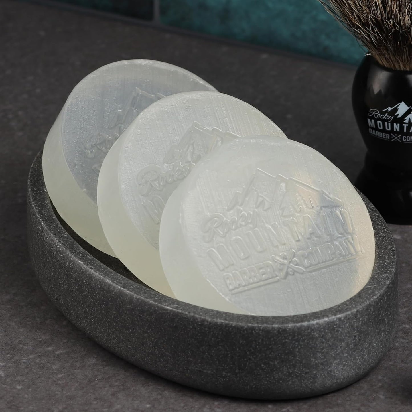 Shaving Soap Pucks for Men - 3 Pack - Traditional Wet Shave Glycerin-Based Shave Soap Bars - Made in USA For Use with Shaving Brush and Bowl - Glacial Spring Scent by Rocky Mountain Barber Company