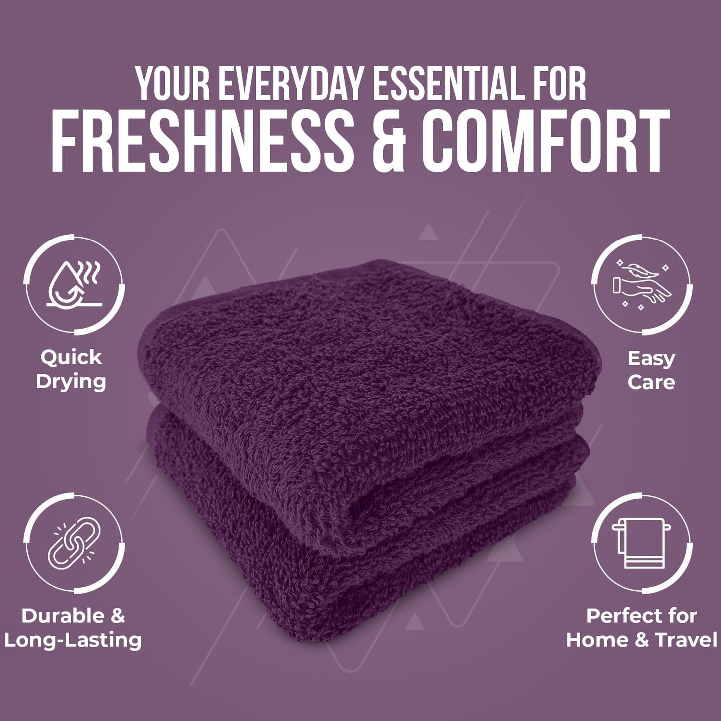 DAN RIVER 100% Cotton Wash Cloths 12 Pack [12x12] Soft & Absorbent wash rag, Gym, Hotels & Spa Perfect for Everyday Use Fingertip Towels, Purple Passion