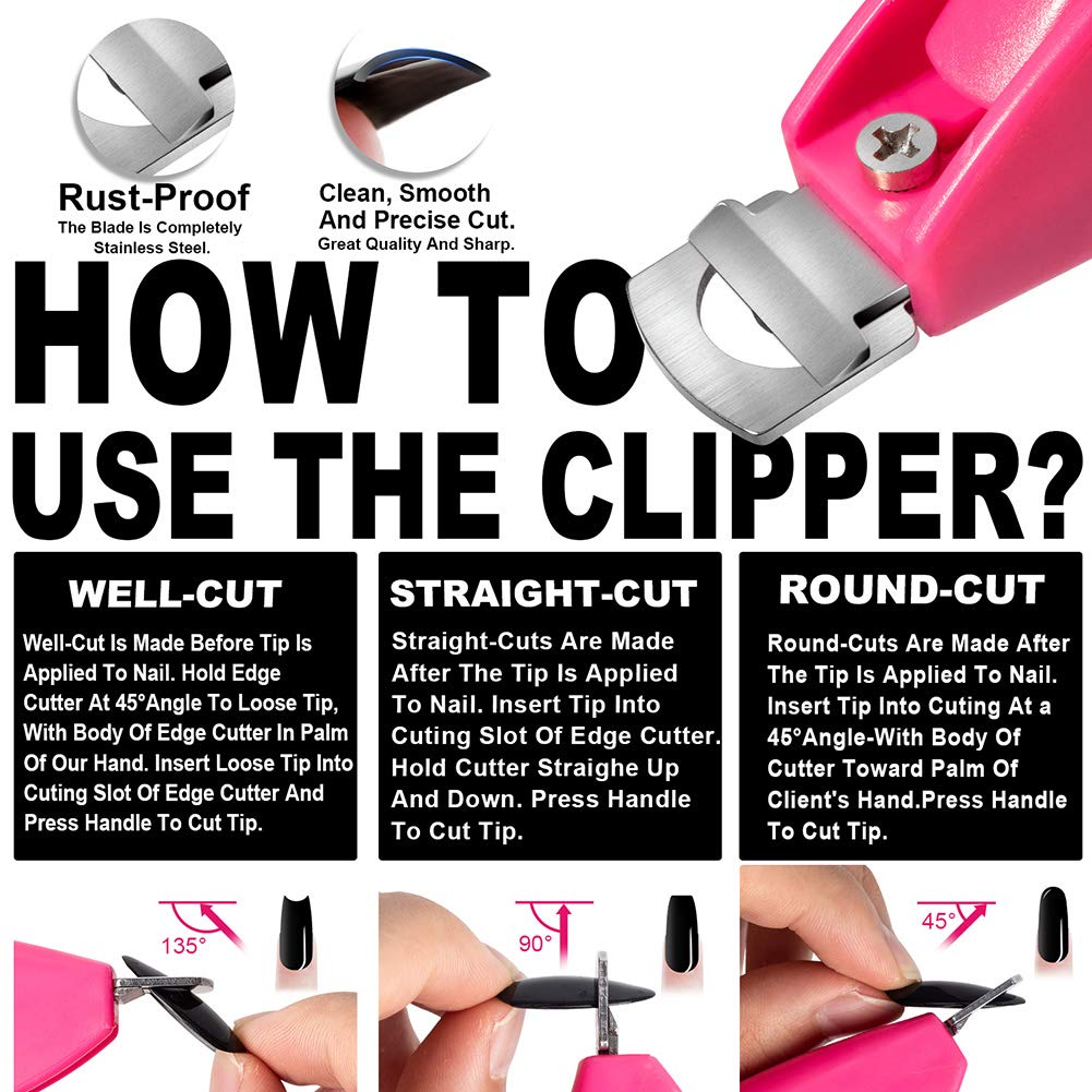 Pink Adjustable Artificial Acrylic Fake Nail False Nail Tip Clipper Cutter Trimmer Manicure Pedicure Sharp Blade Clip Tool For Salon Home Nail Art Beauty Design DIY