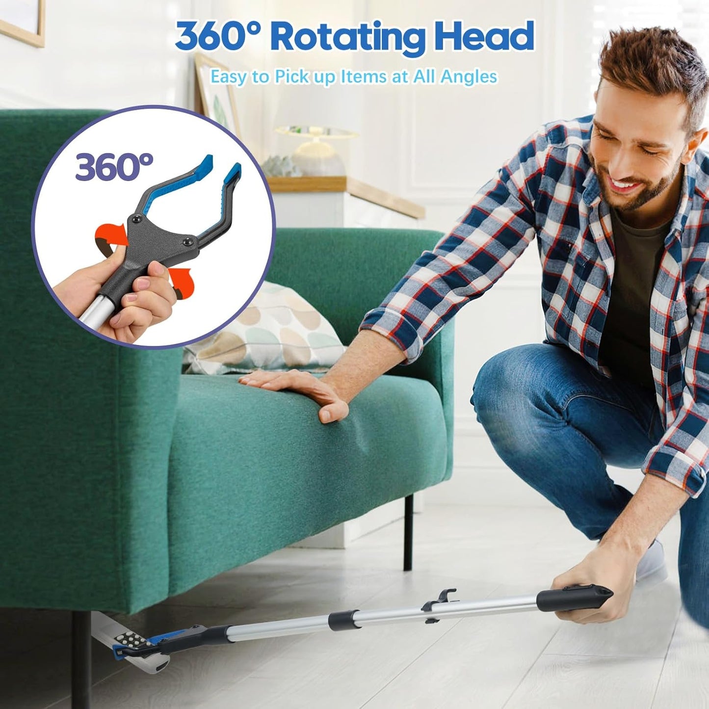 32 Inch Grabber Reacher Tool, Grabbers for Seniors Heavy Duty, Trash Picker Upper Grabber, Collapsible and Easy to Store, Wide Jaw, Grips Items Easily and Securely