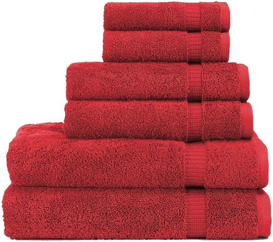 SALBAKOS 100% Turkish Cotton 6-Piece Towel Set | Heirloom Quality Hotel & Spa Collection | Ultra Soft, Super Absorbent 2 Washcloth, 2 Hand, 2 Bath Towel Sets | Made in Turkey (Wine, 6 Piece Towel Set)