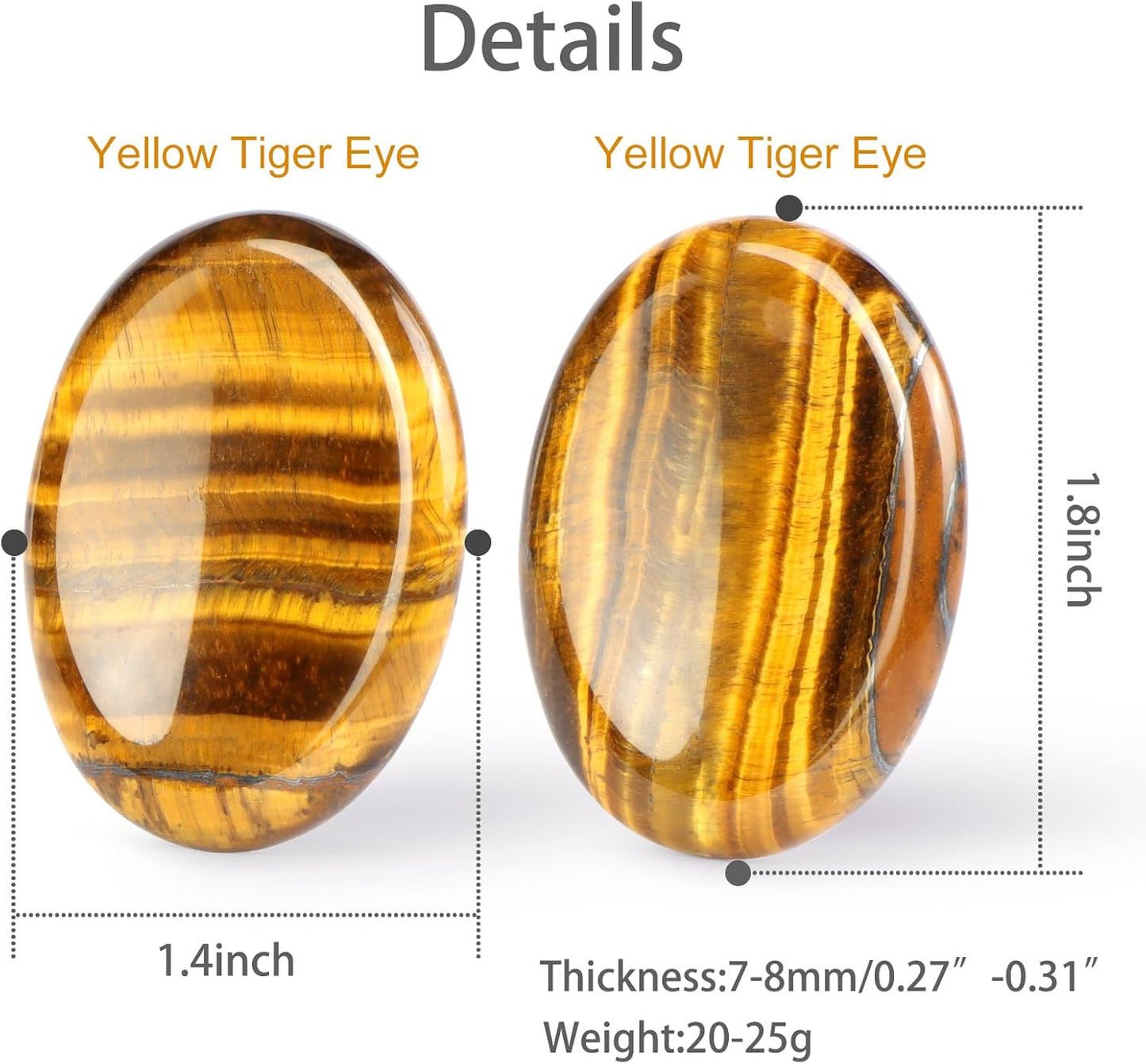 Artistone Thumb Worry Stones for Anxiety Healing Crystals Sets 2PCS Tiger Eye Hand Carved Gemstone Pocket Palm Stones Meditation Reiki Chakra