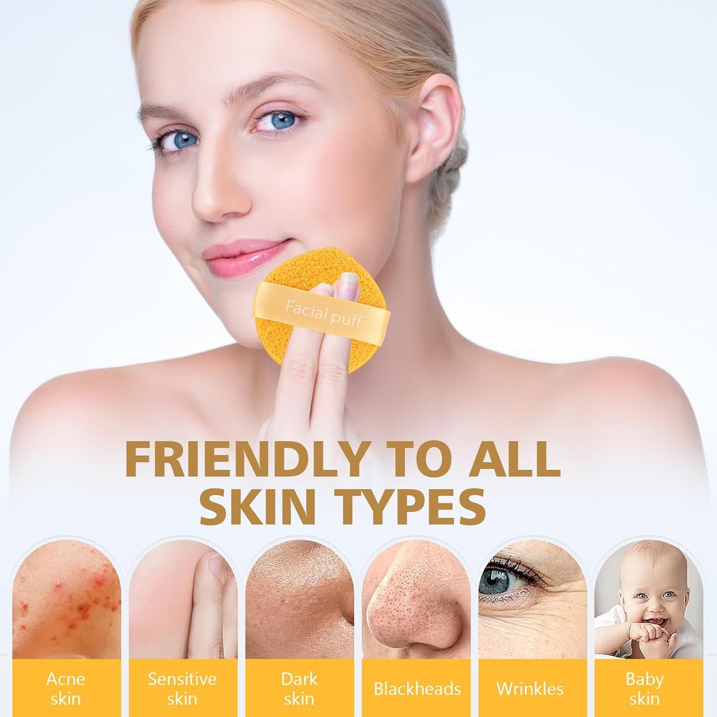 Facial Sponge, Raffaello Face Sponges for Cleansing and Exfoliating, Reusable Daily Cleansing Face Scrubber, Deep Cleanse & Dead Skin Removal 3 Pack