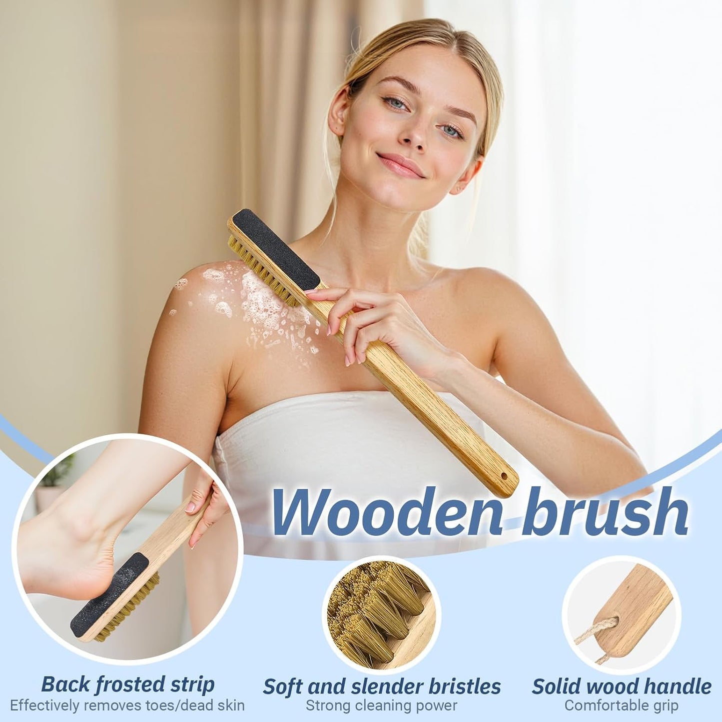 Long Handle Toe Gap Cleaning Brush+Body Shower Brush+Foot Grinder, Silicone Foot Scrubber for Shower, Feet Cleaner Scrub Foot Care for Seniors,Elderly, Men and Women,Grey