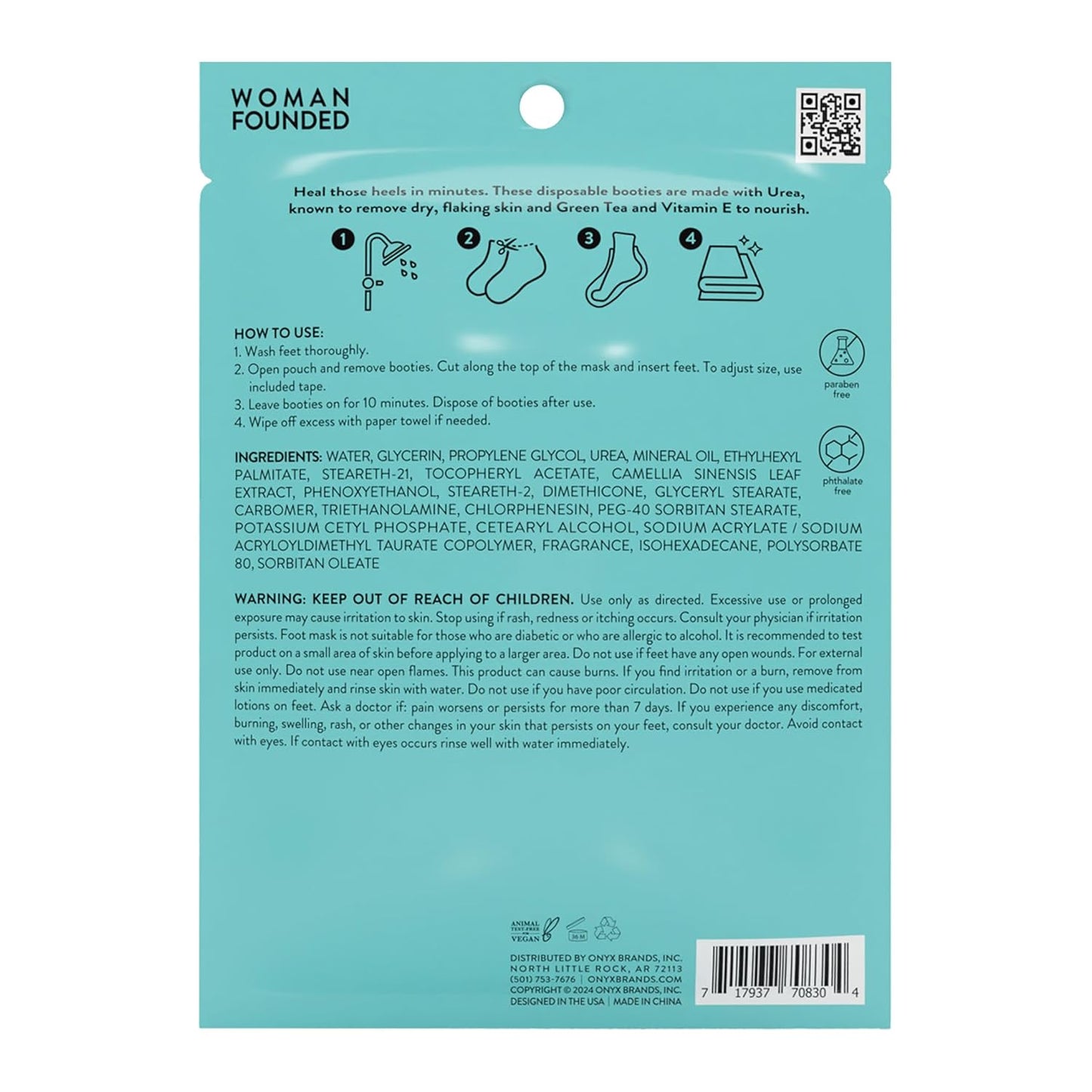 Onyx Professional Heal Your Heels Dry Feet Repair Mask, 6 Pairs - Made with Vitamin E and Green Tea, Moisturizes & Soothes Dry Rough Cracked Feet, Hydrates & Heals, One Size Fits All