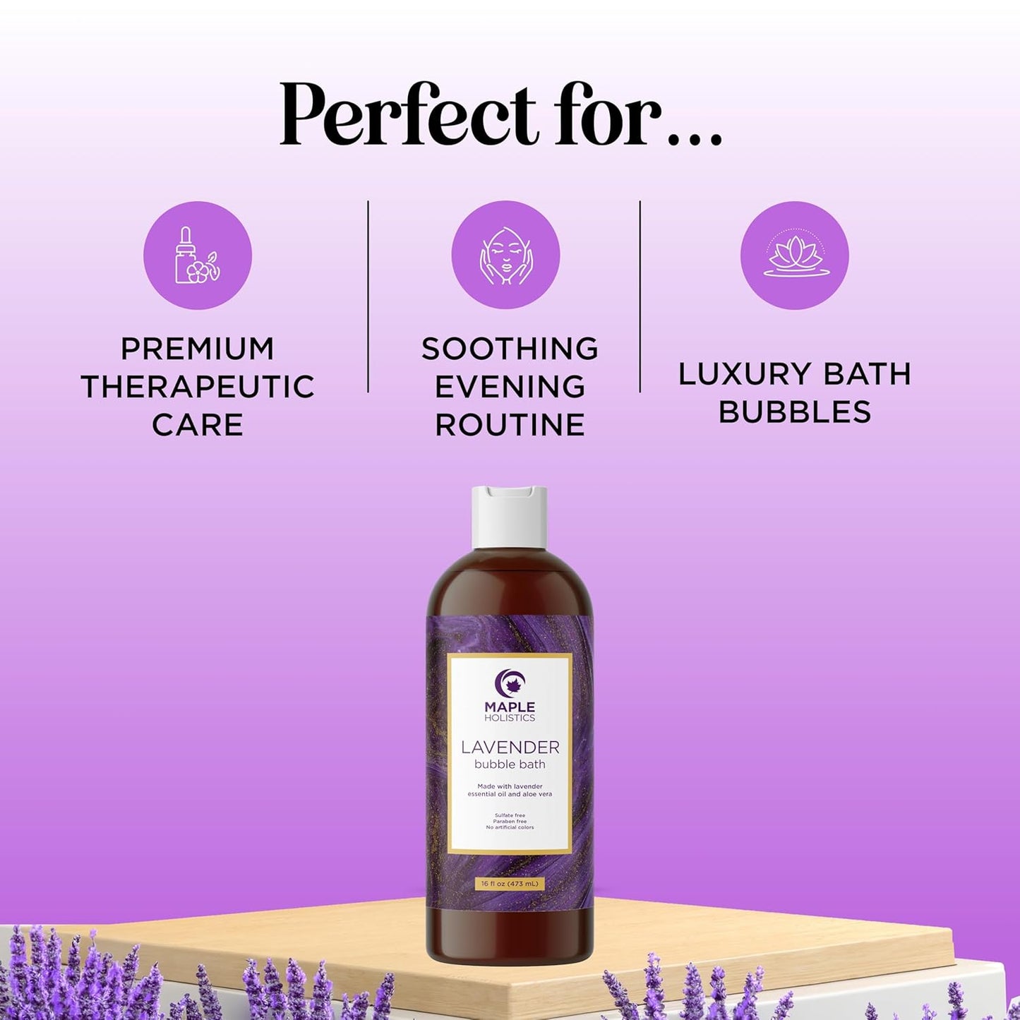 Premium Lavender Bubble Bath for Women - Moisturizing Foaming Bath Bubbles for Adults with Chamomile Clary Sage & Lavender Aromatherapy Oils for Relaxing Self Care - Paraben & Sulfate Free (16 Fl Oz)