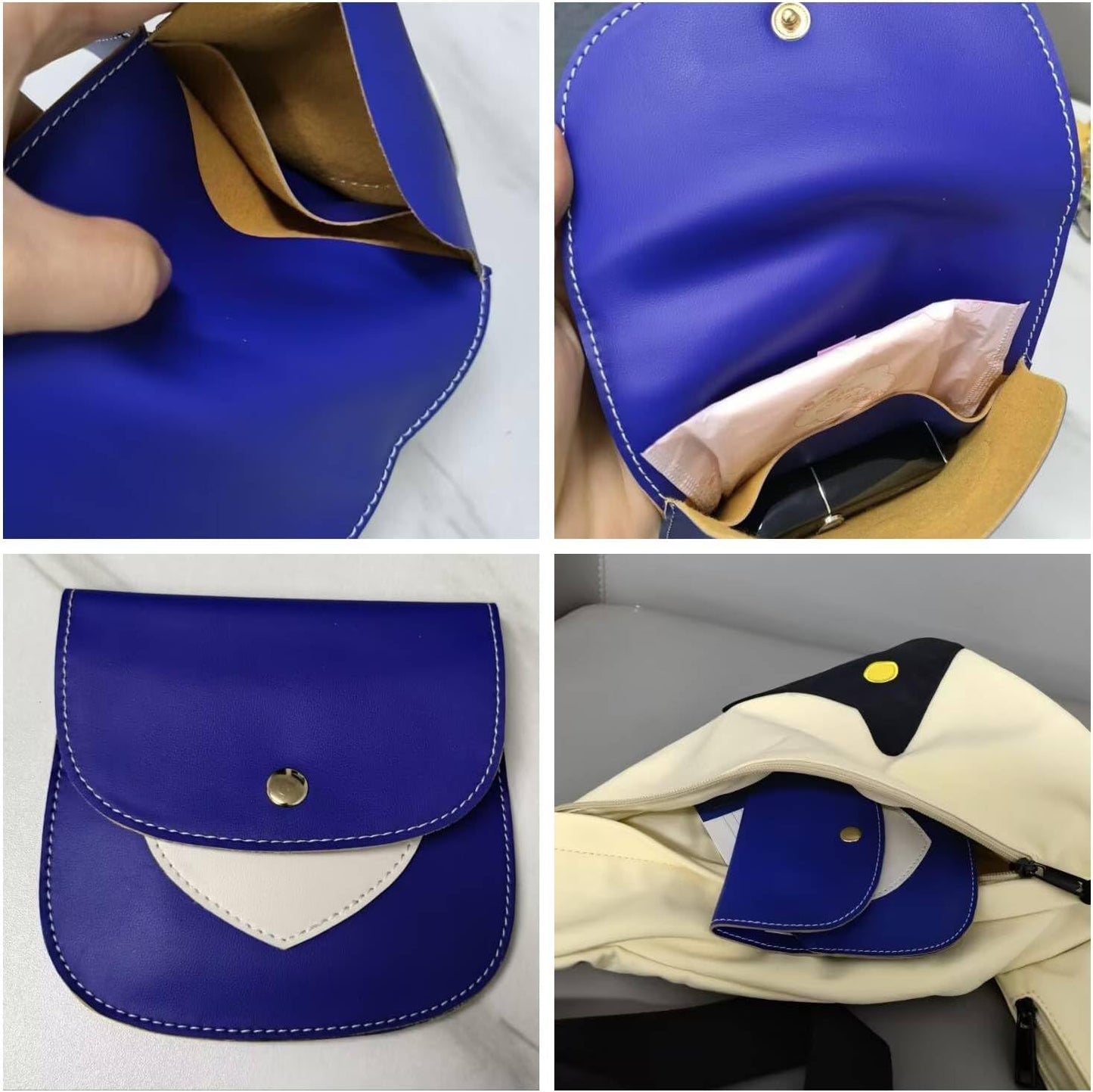 1Pcs Leather Sanitary Napkin Storage Bag, Portable Period Kit Bag, Pad Pouch Tampon Sanitary Napkin Receptacle (Gray)