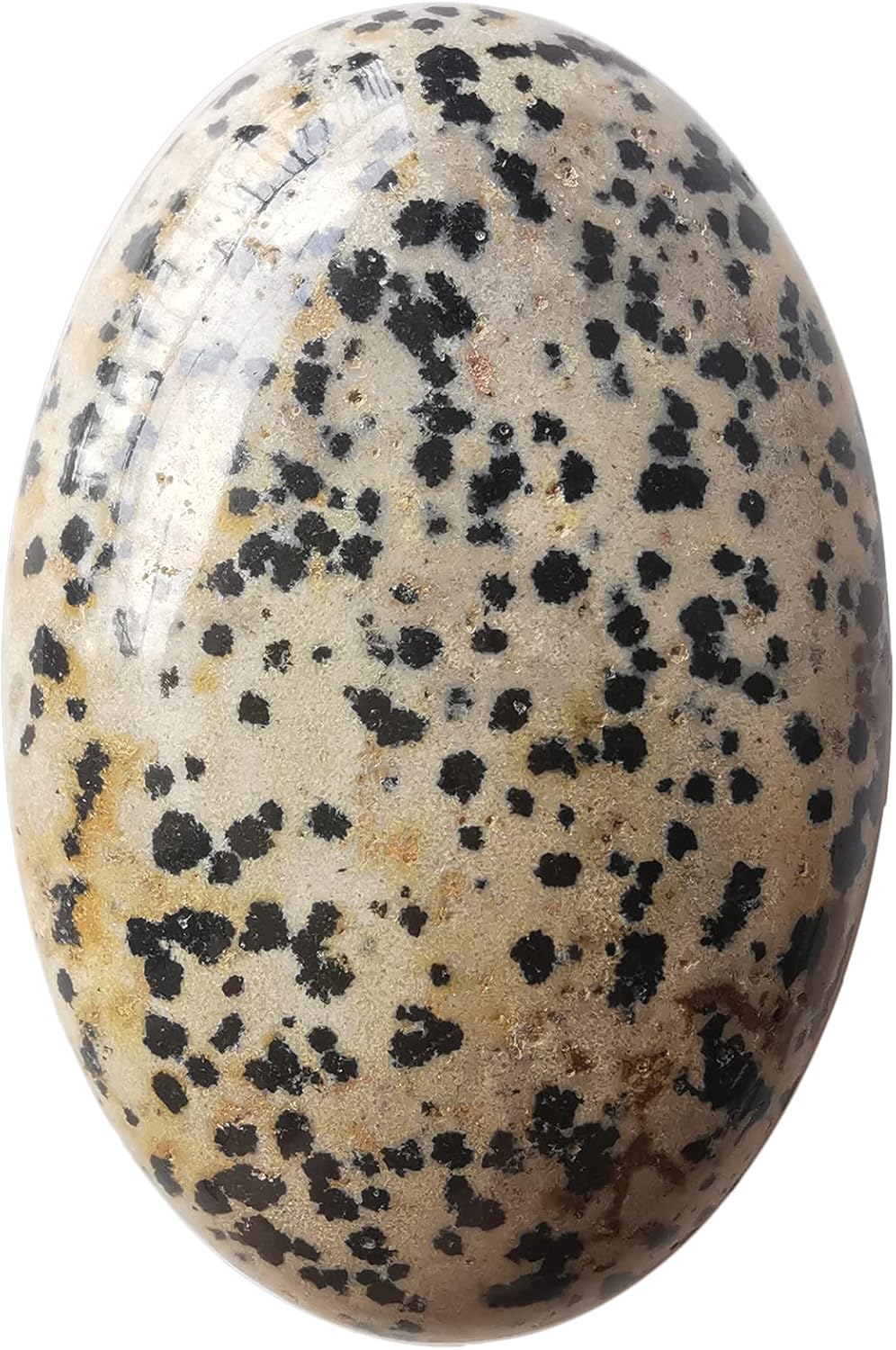 Natural Dalmation Jasper Oval Polished Worry Stones, Healing Crystal Indoor Fountain Stones Massage Energy Anxiety Relief Items