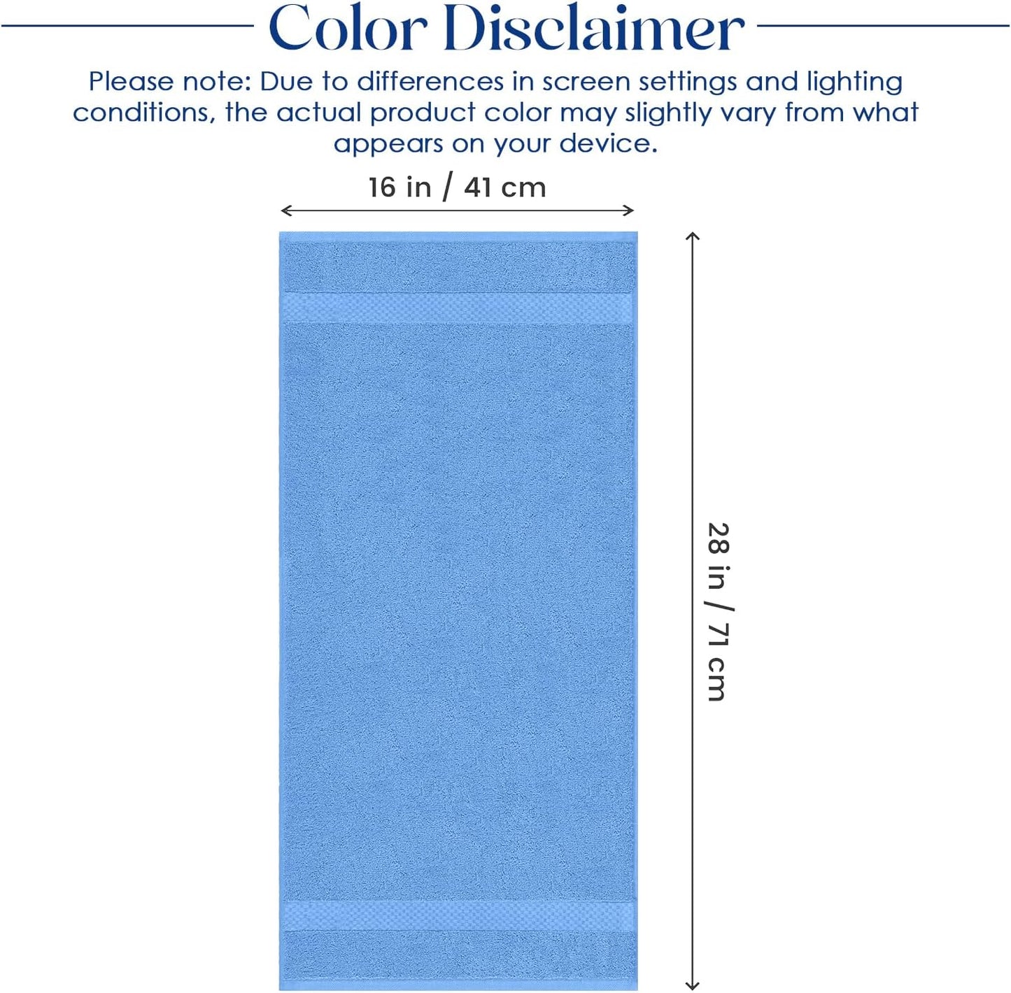DAN RIVER 6-Pack Premium Hand Towels (16x28 Inches) - 100% Cotton, Ultra Soft, Lightweight, Highly Absorbent Towels for Bathroom, Spa, Gym, Salon, Hotel, and Travel - 550 GSM – M-Blue