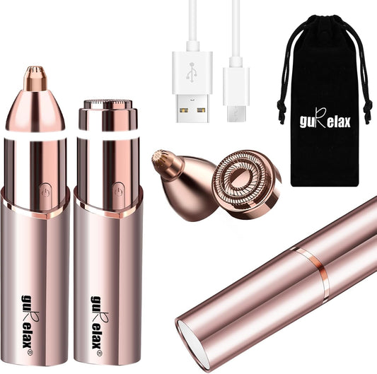 Gurelax Facial Hair Remover, Personal Groomer for Women(2025 Luxury 2 in1), Gentle and Quick, Electric Eyebrow Facial Trimmer for Chin, Lip, Face, Nose