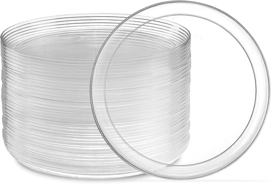 PLASTICPRO Plastic Party Plates Edge Collection Premium heavyweight Elegant Disposable Tableware Dishes (Clear, 6.3'' INCH PLATES)