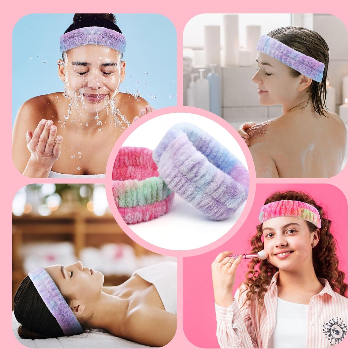 Headband for Washing Face, 2Pcs Spa and Makeup Headband, Microfiber Face wash Headbands for Facial Clean, Skincare Shower