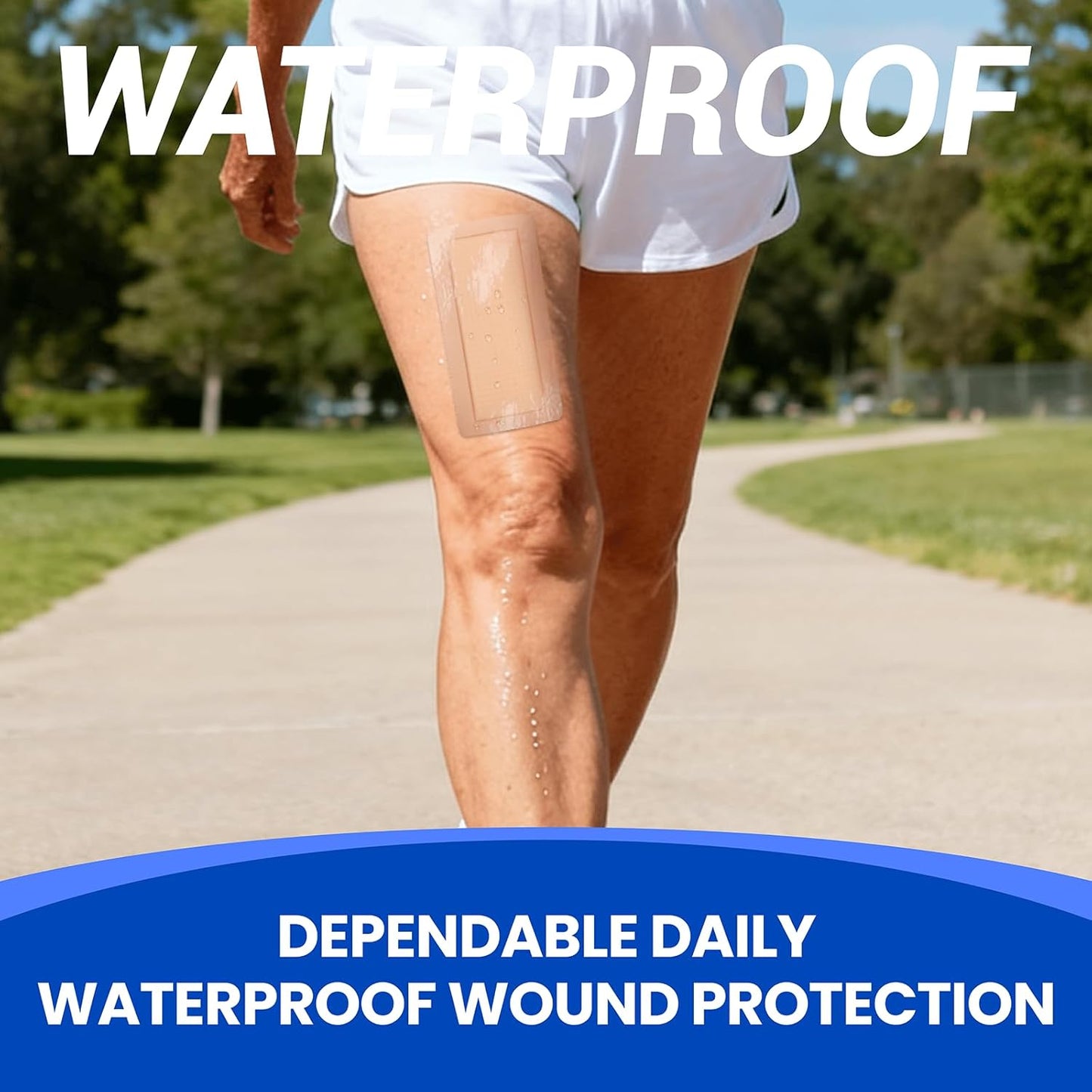 Large Waterproof Bandages 4x8 Silicone Foam Dressing for Sensitive Skin Wound Care, Adhesive Cohesive Pad with Border for First Aid, Post Surgical and Burn, Pressure, Scar Healing (10 PCS)